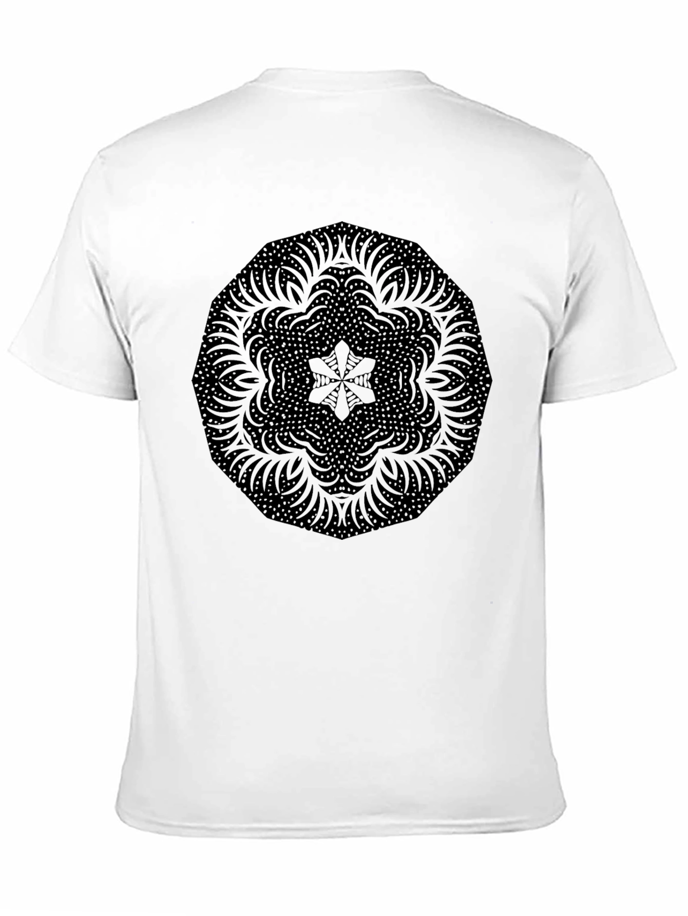 Black Mandala Print Crew Neck T-Shirt