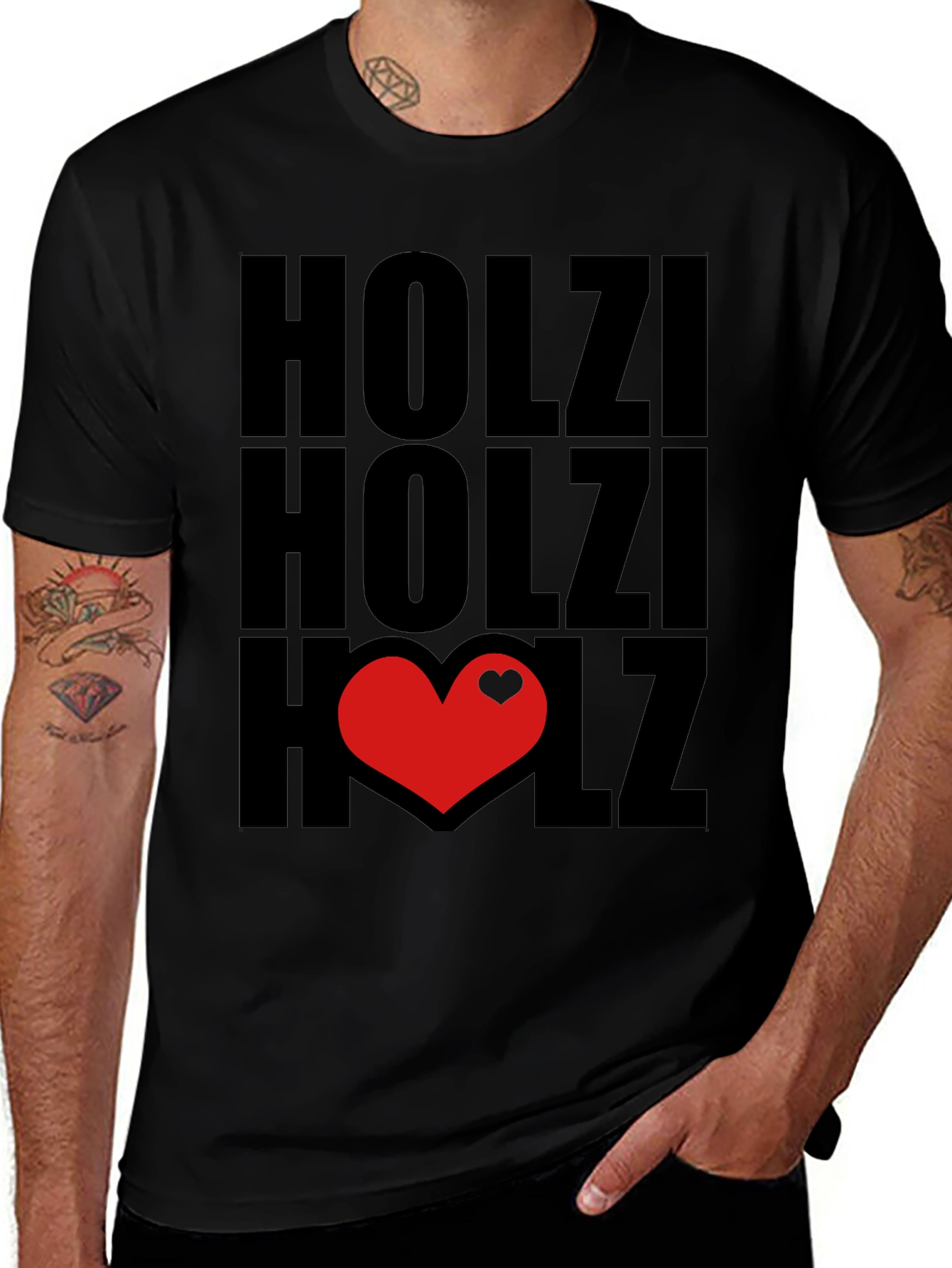 Holzi Heart T-Shirt - Black Cotton Tee