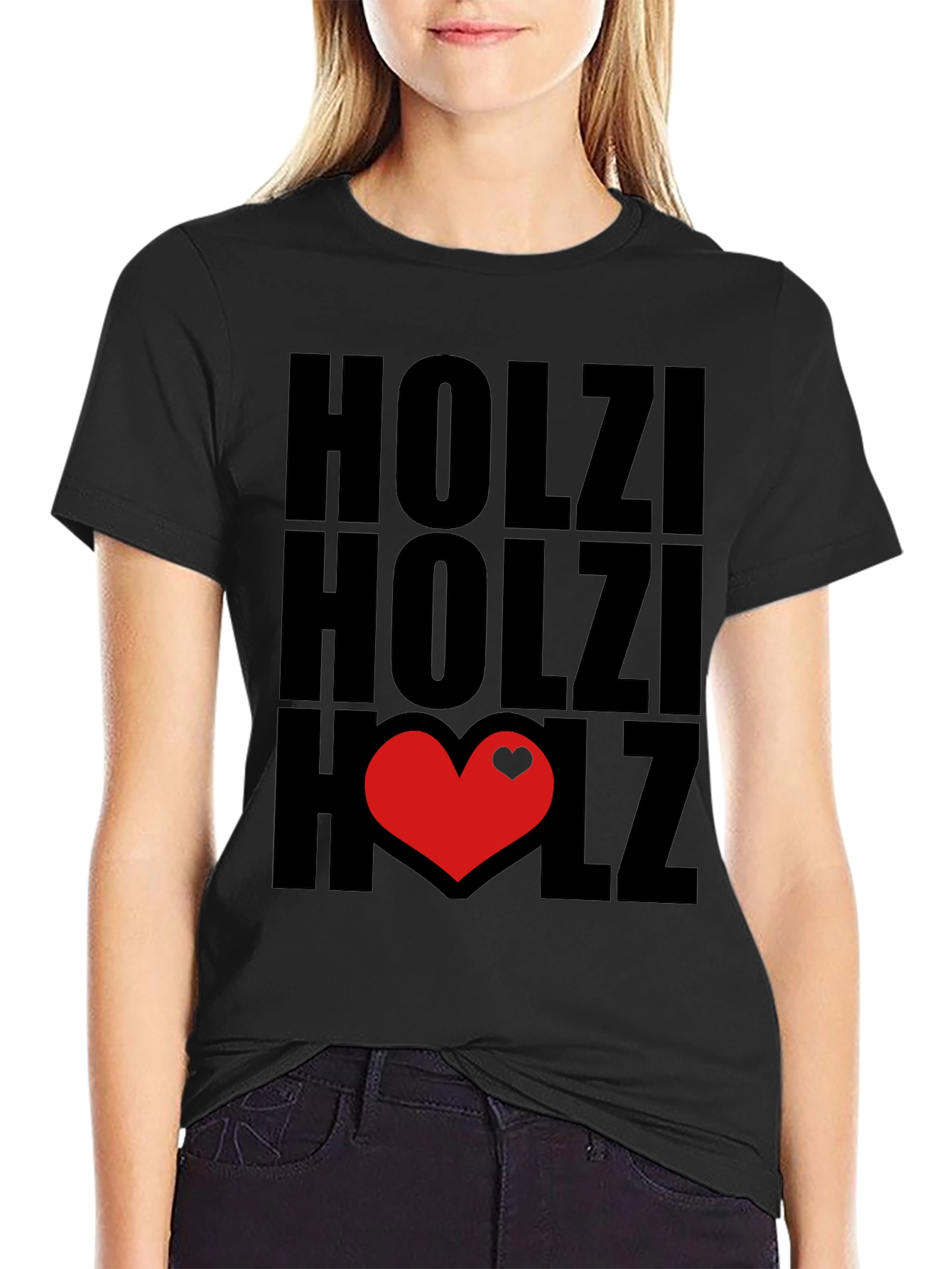 Holzi Heart T-Shirt - Black Cotton Tee