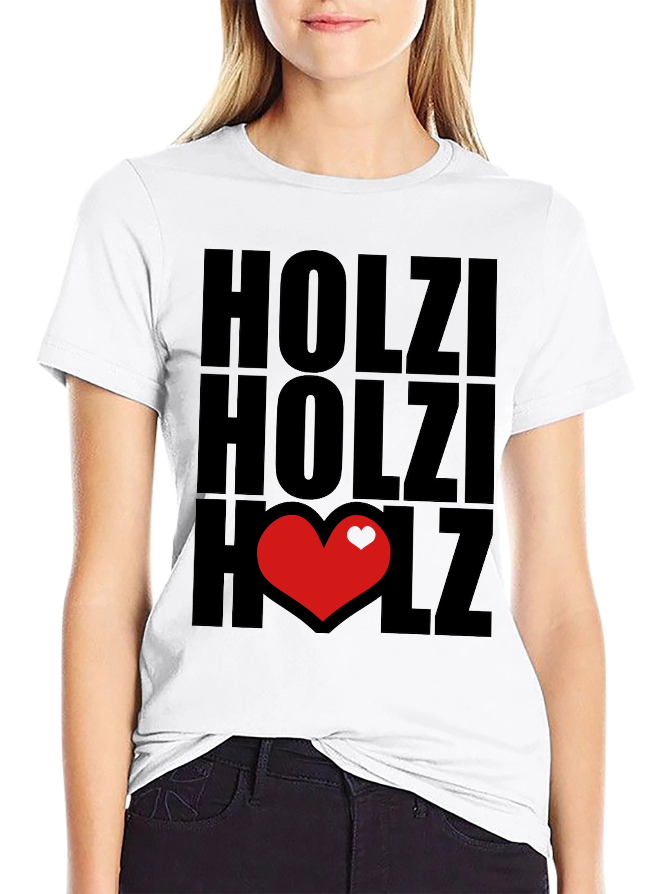 Holzi Heart T-Shirt - Black Cotton Tee