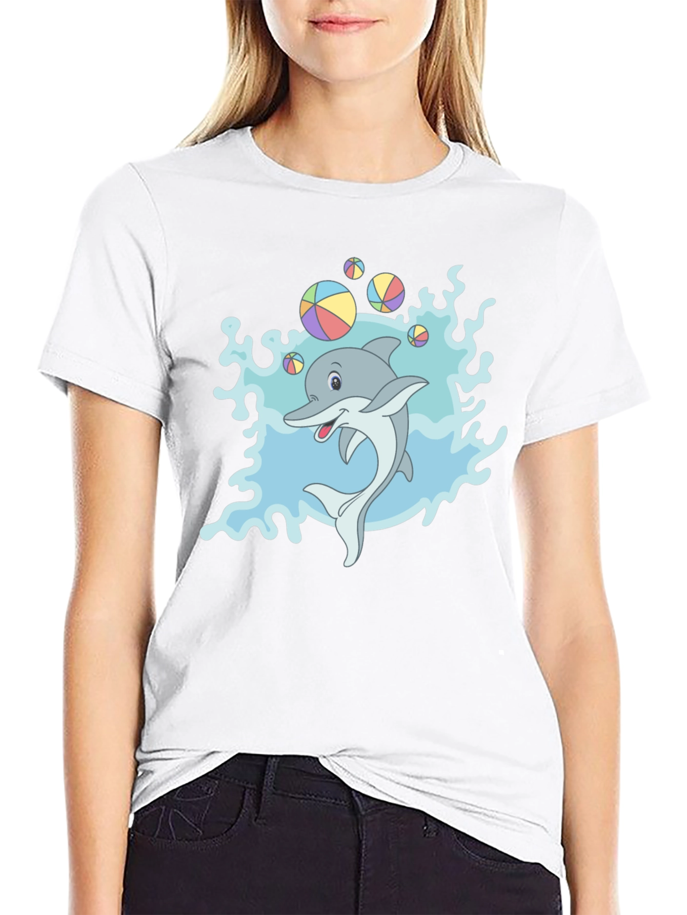 Cartoon Dolphin T-Shirt - Fun Sea Life Design