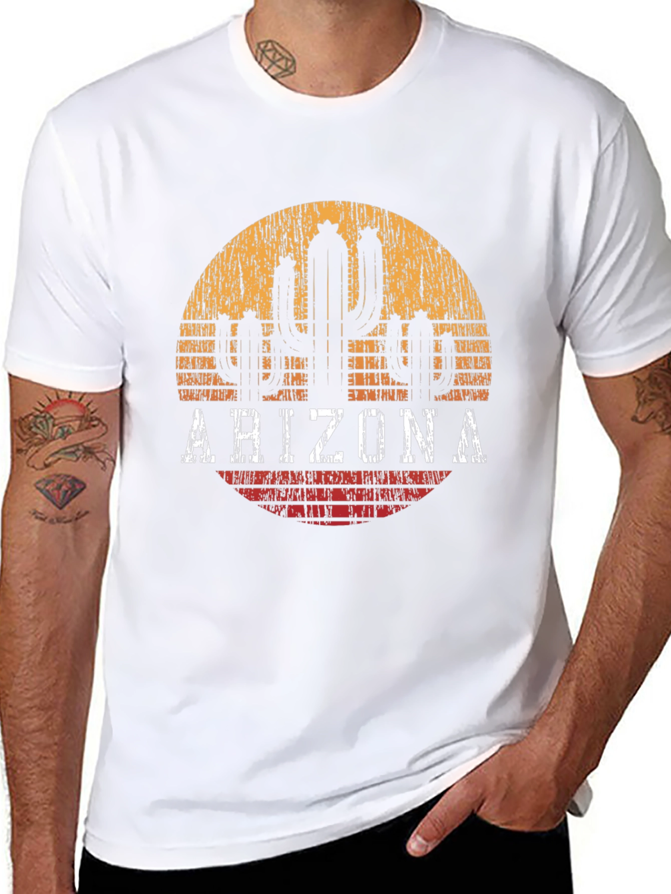 Arizona Cactus Graphic Tee - Distressed Desert Style T-Shirt