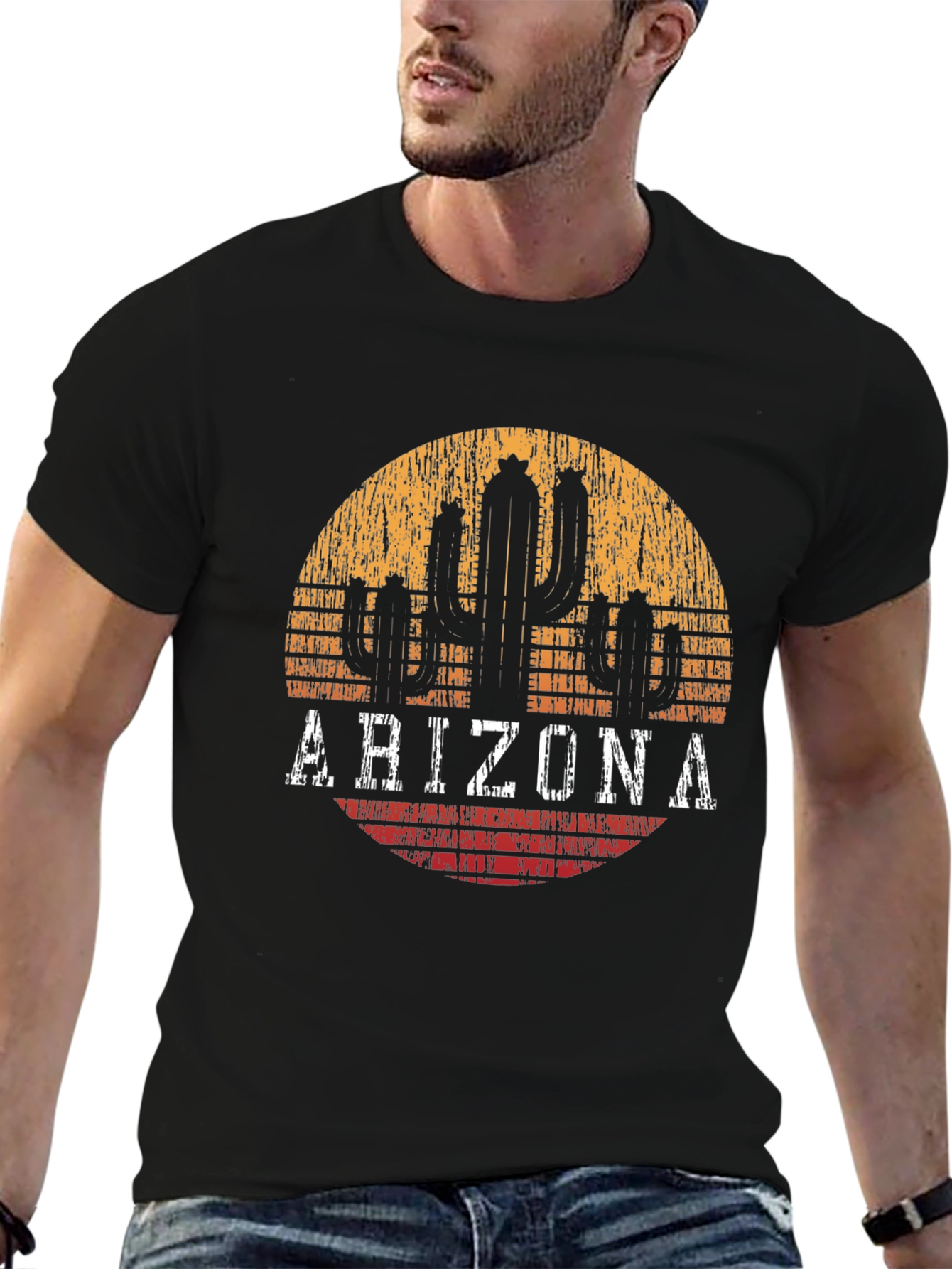 Arizona Cactus Graphic Tee - Distressed Desert Style T-Shirt