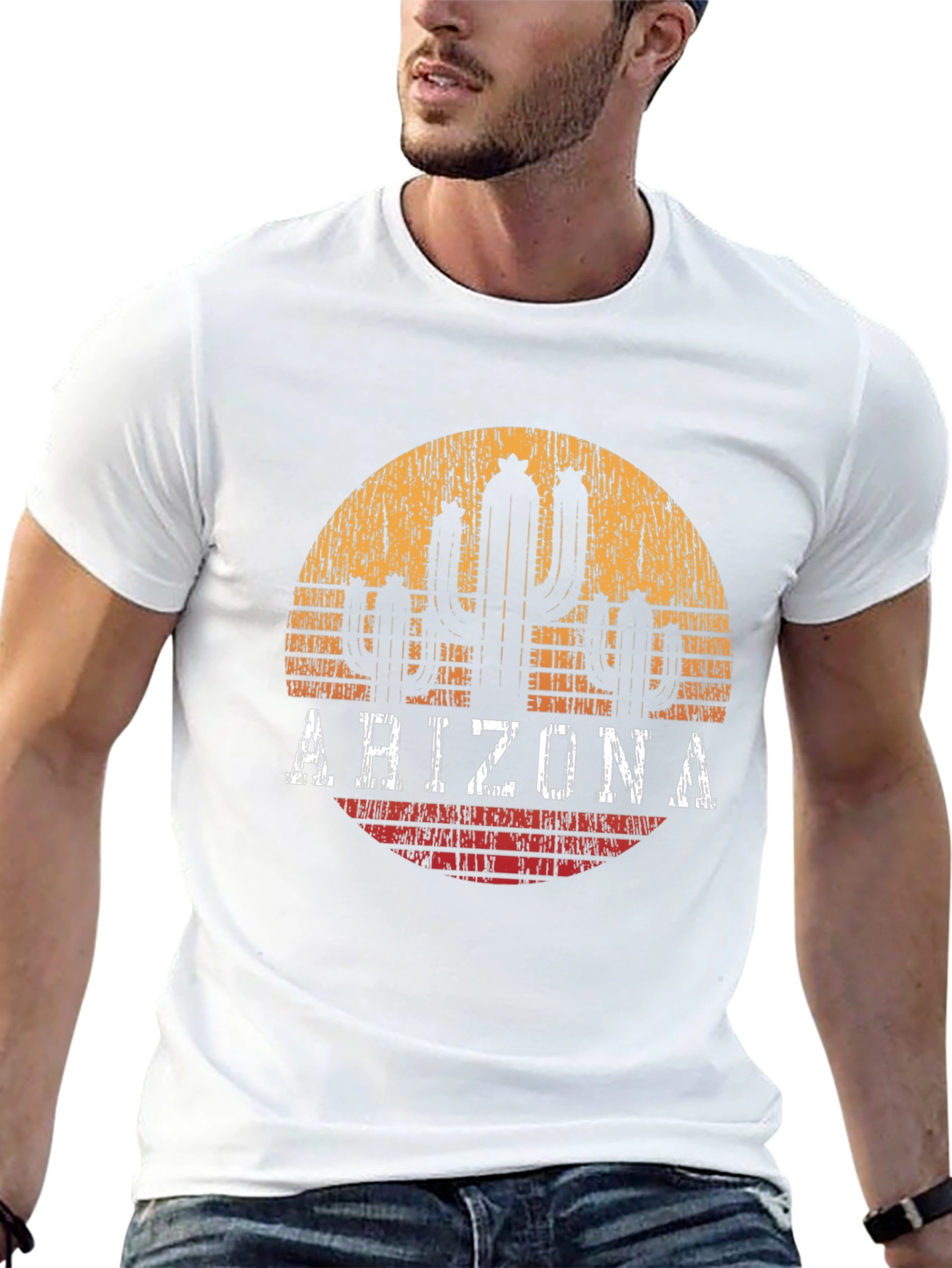 Arizona Cactus Graphic Tee - Distressed Desert Style T-Shirt