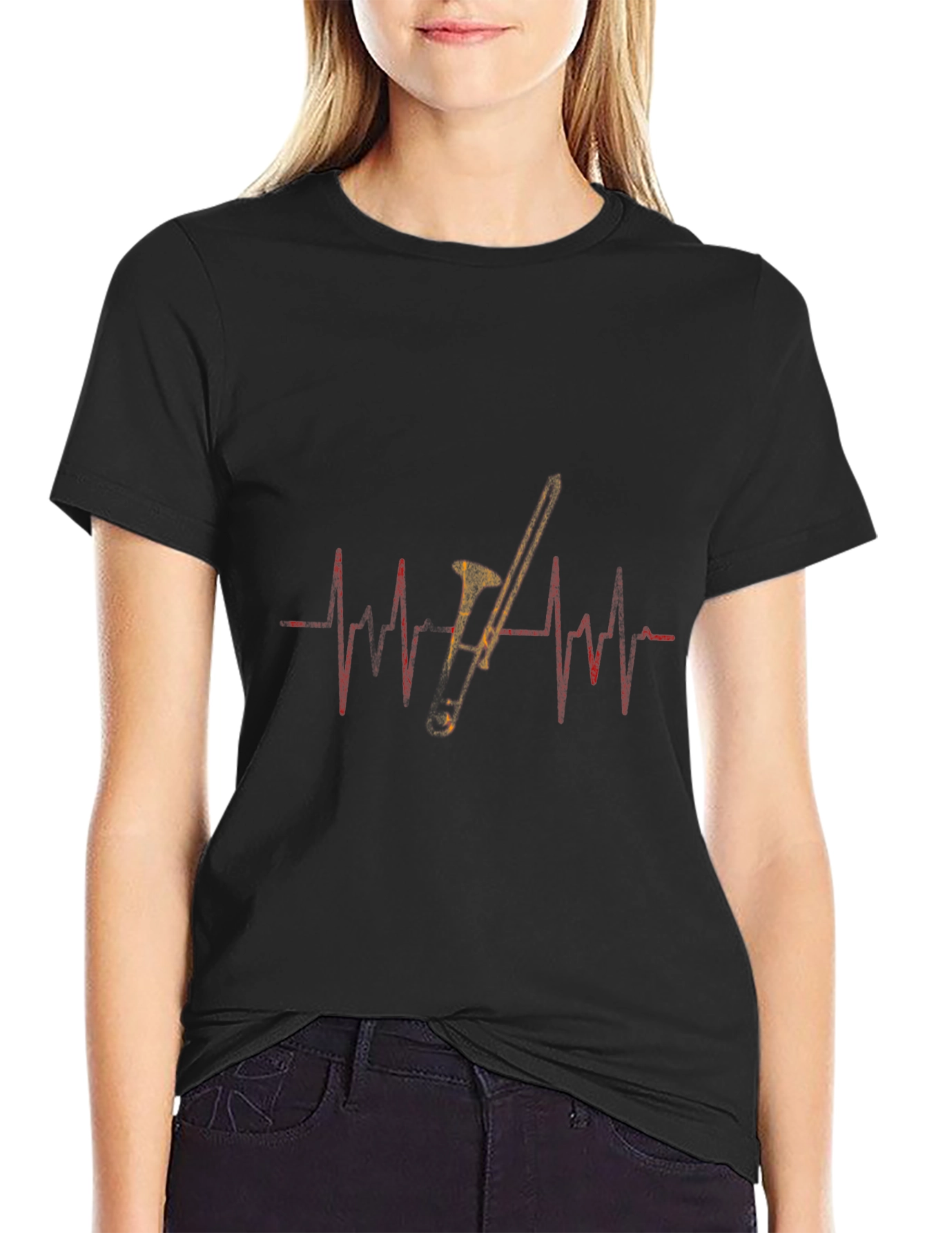 Trombone Heartbeat Graphic Tee - Musicians Gift