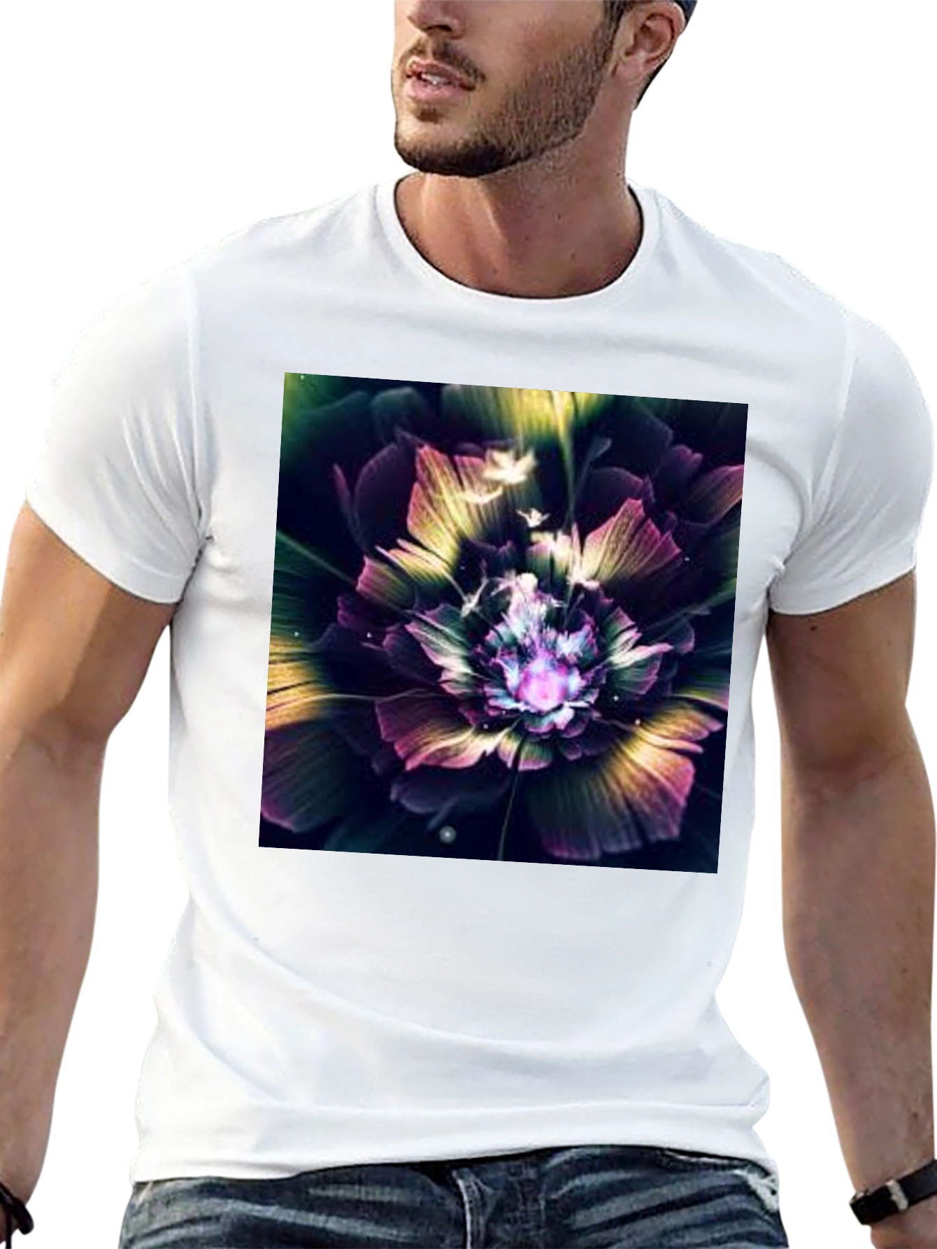 Floral Fantasy Black Tee