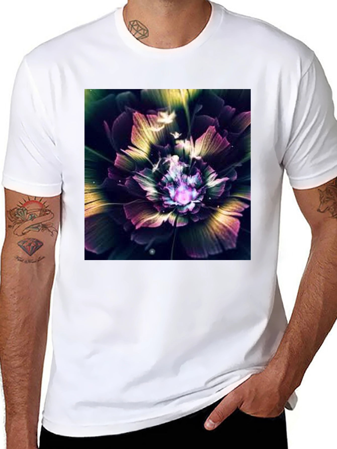 Floral Fantasy Black Tee