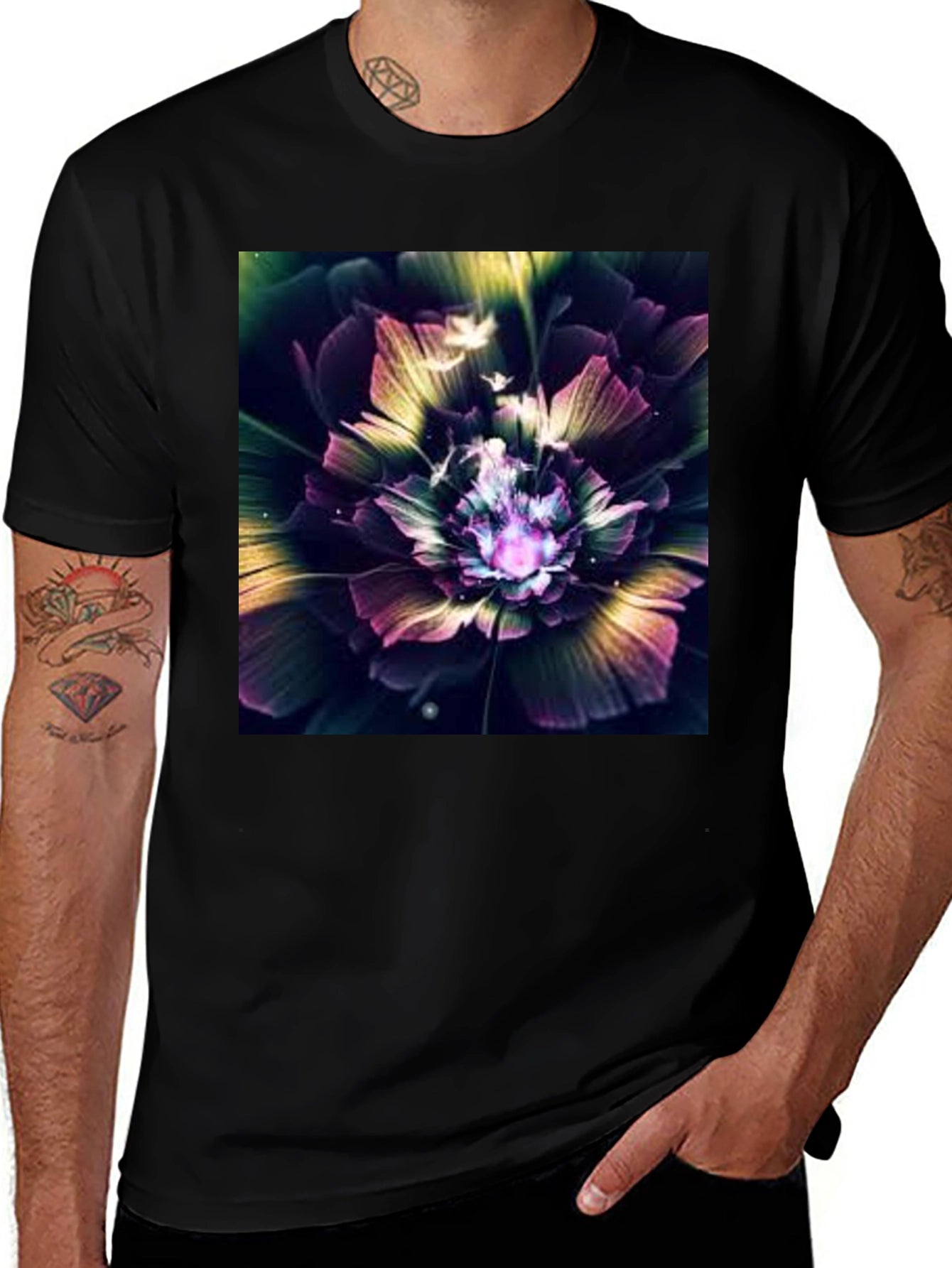 Floral Fantasy Black Tee