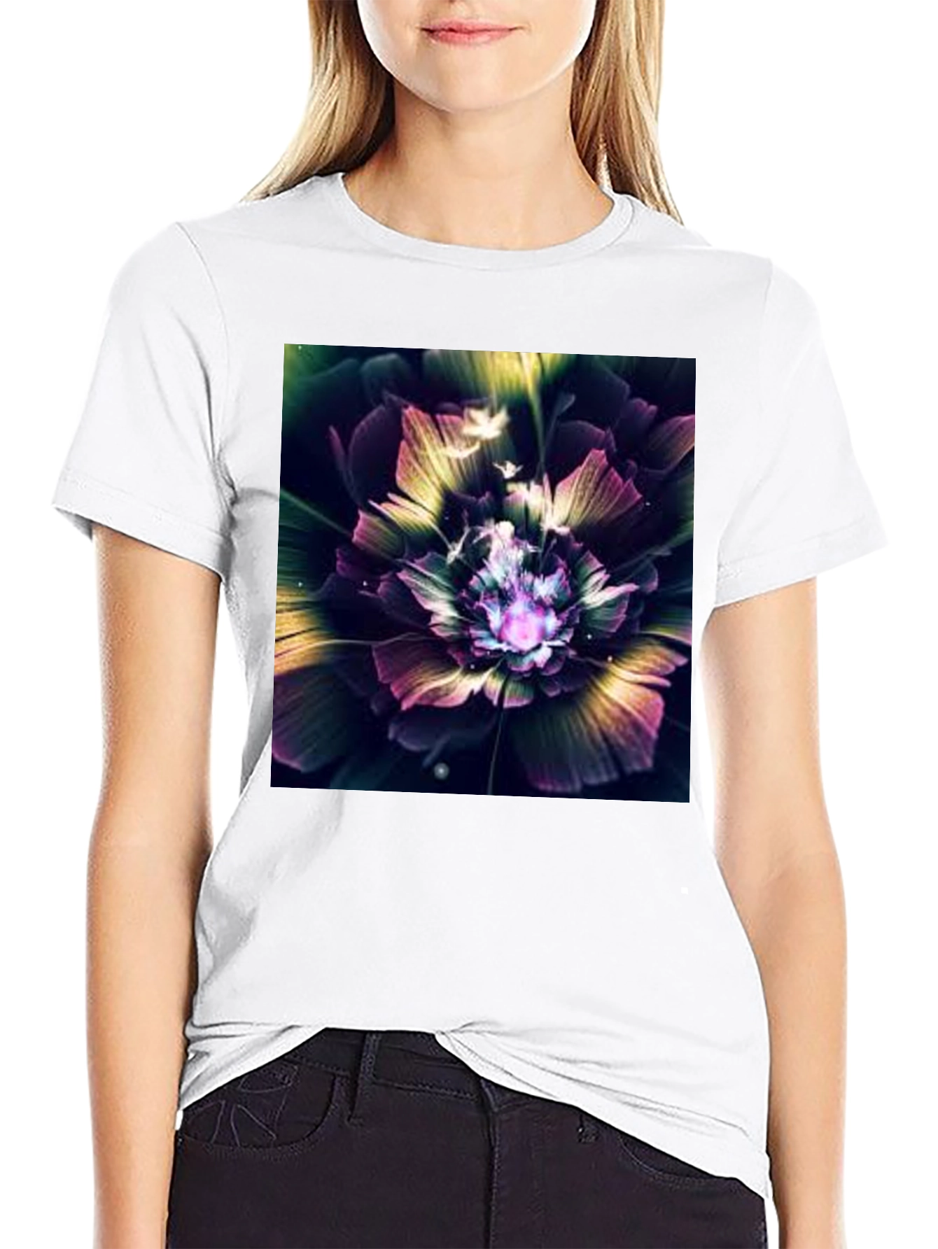 Floral Fantasy Black Tee
