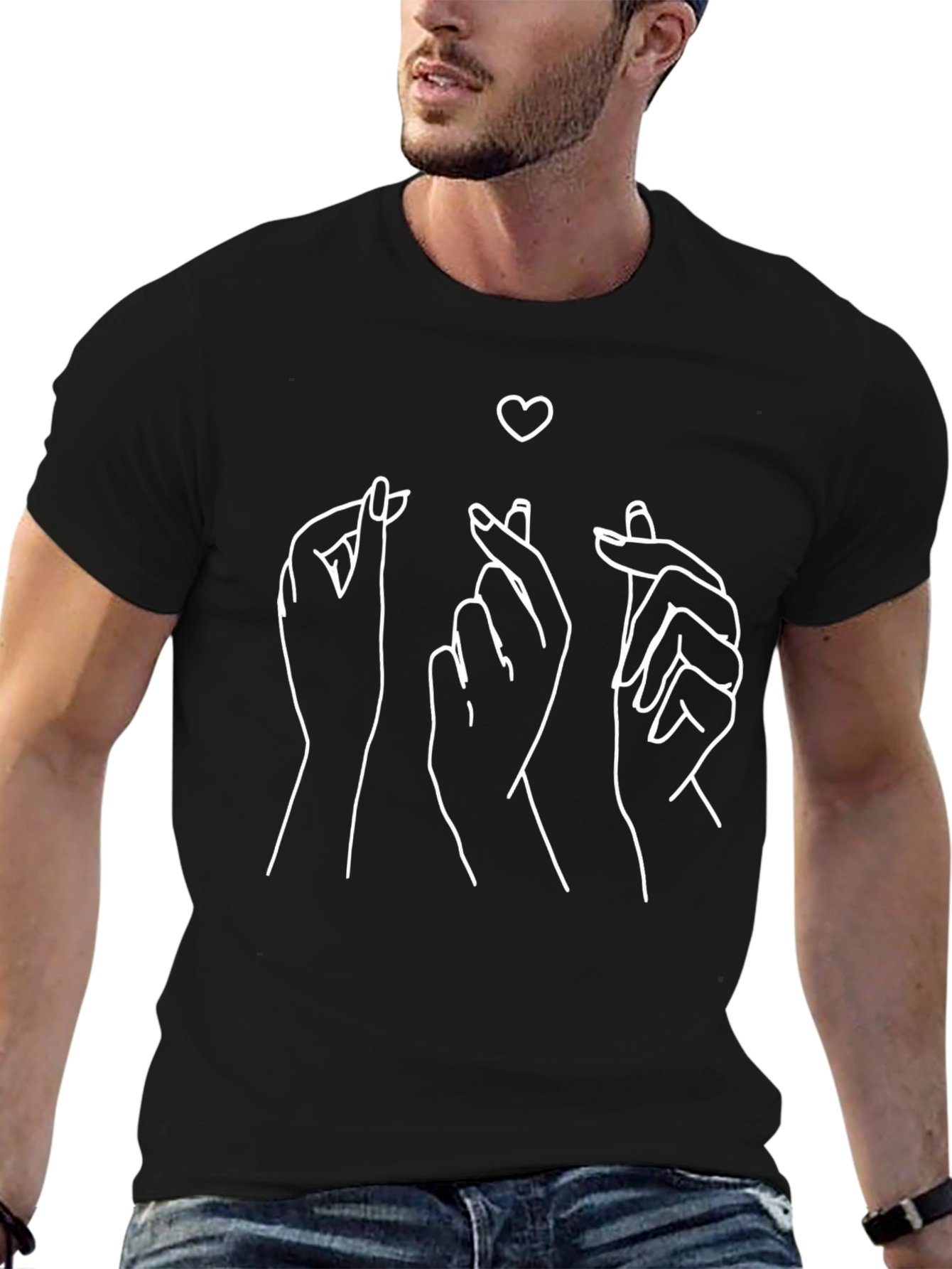 Love Sign Hands Graphic Tee - Black