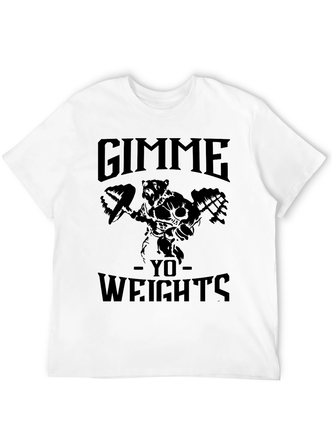 Gimme Yo Weights Bear Graphic Tee - Black