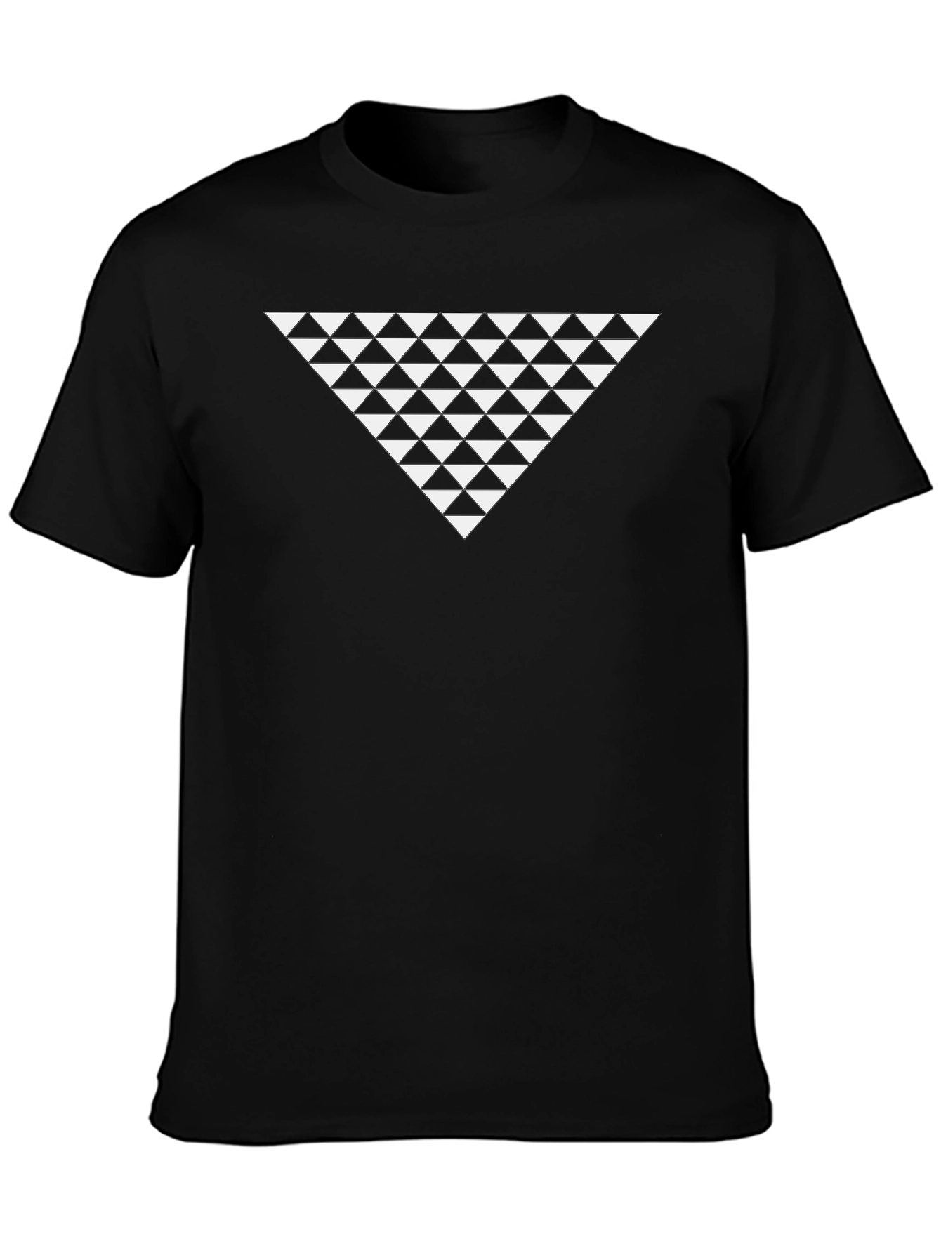 Geometric Triangle Pattern Black T-Shirt