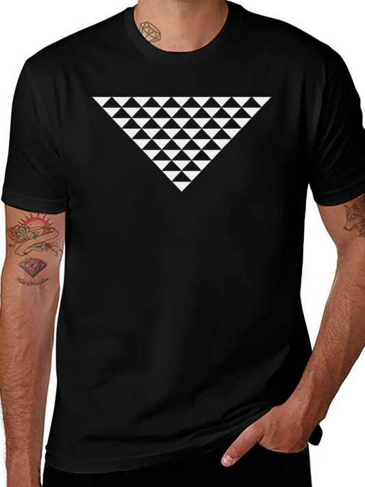 Geometric Triangle Pattern Black T-Shirt