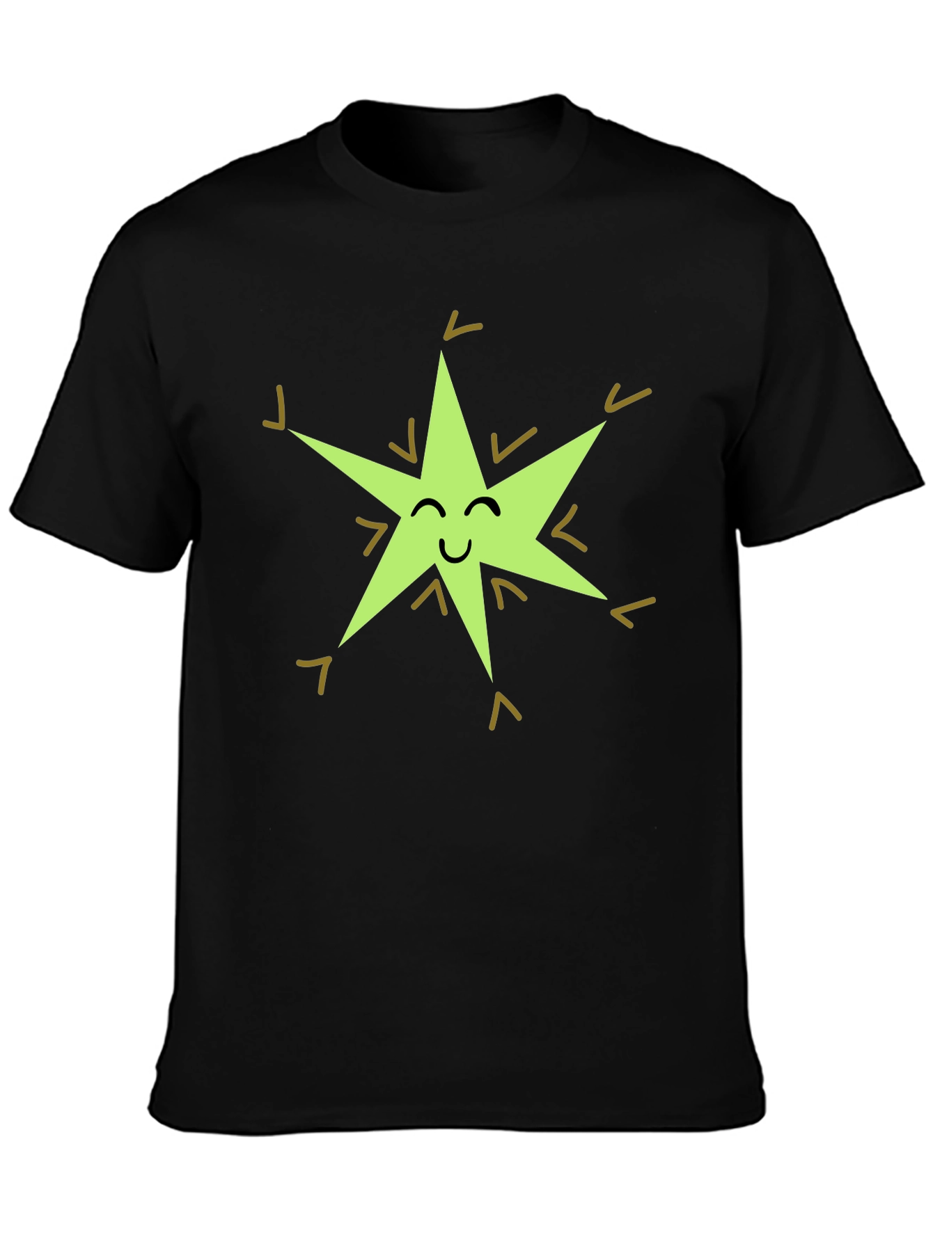 Happy Star Graphic Tee - Black Cotton Blend