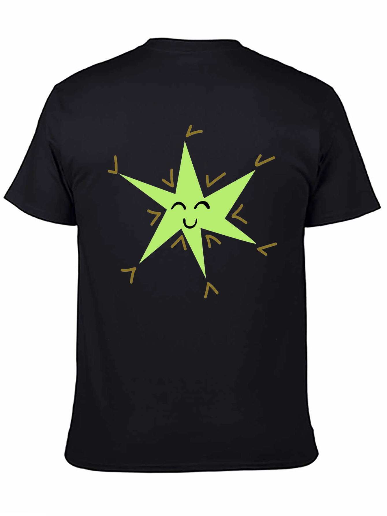 Happy Star Graphic Tee - Black Cotton Blend