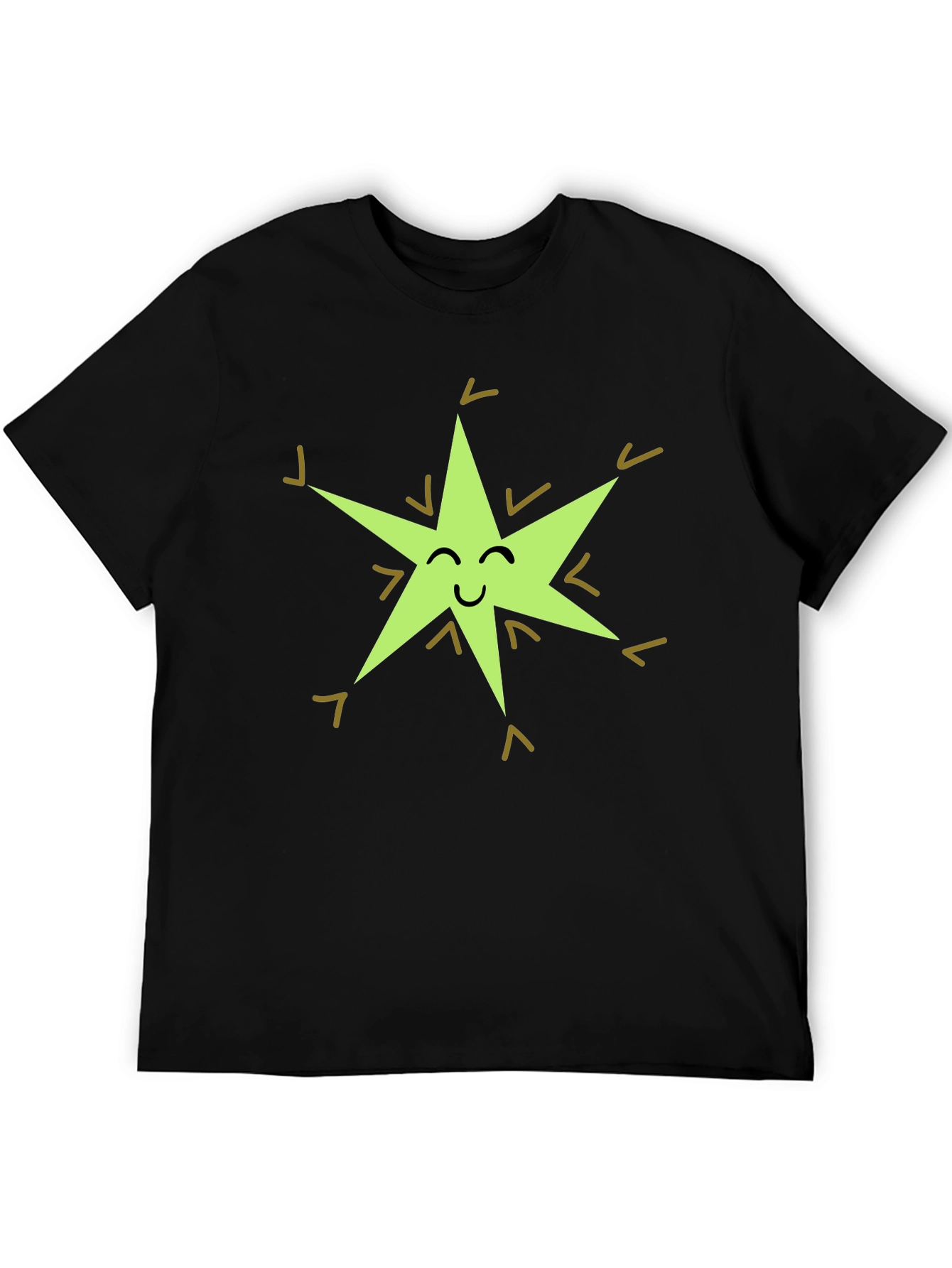 Happy Star Graphic Tee - Black Cotton Blend
