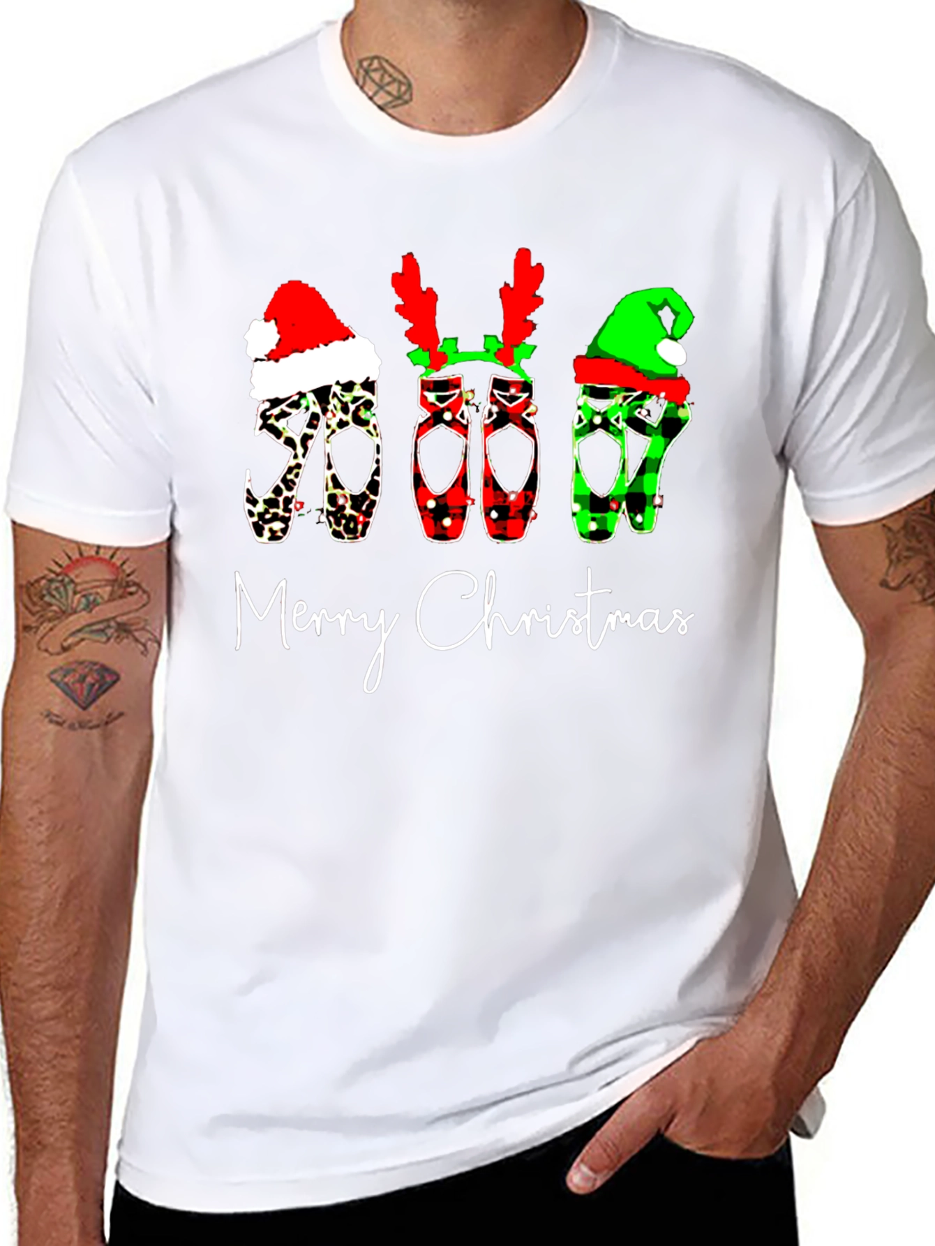 Merry Christmas Ballet Shoes Graphic Tee
