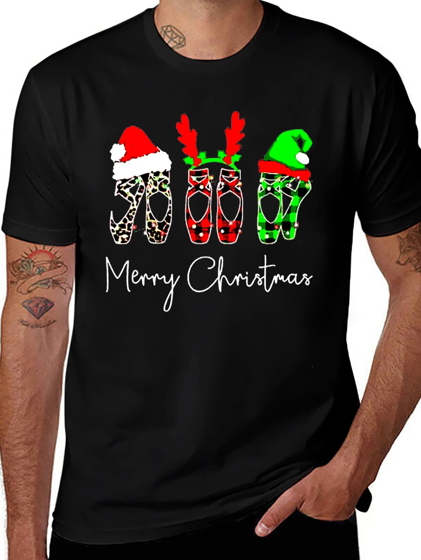 Merry Christmas Ballet Shoes Graphic Tee