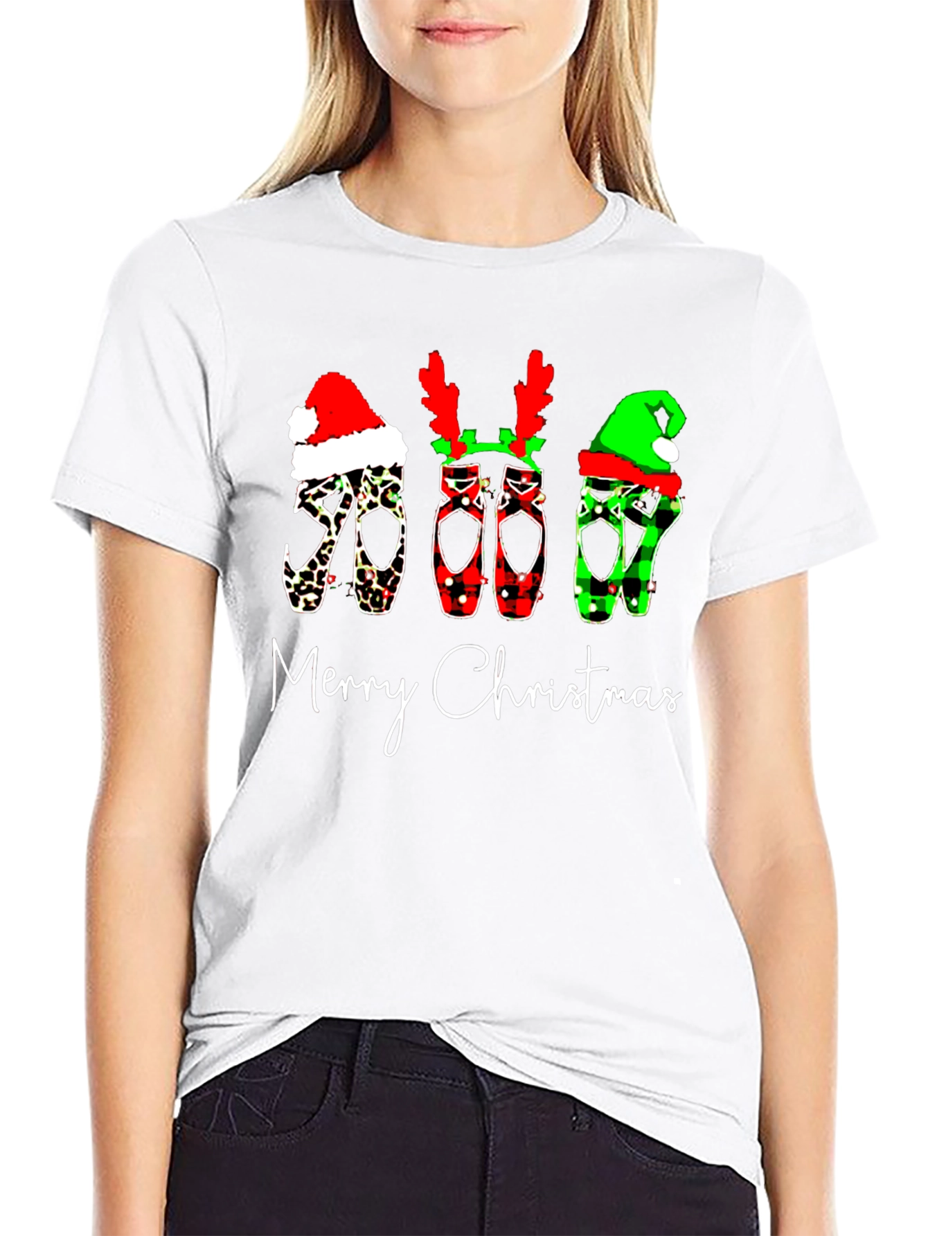 Merry Christmas Ballet Shoes Graphic Tee