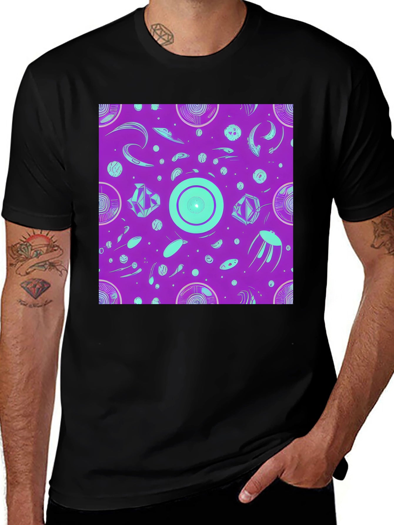 Retro Alien Vibes T-Shirt - Cosmic Purple Tee