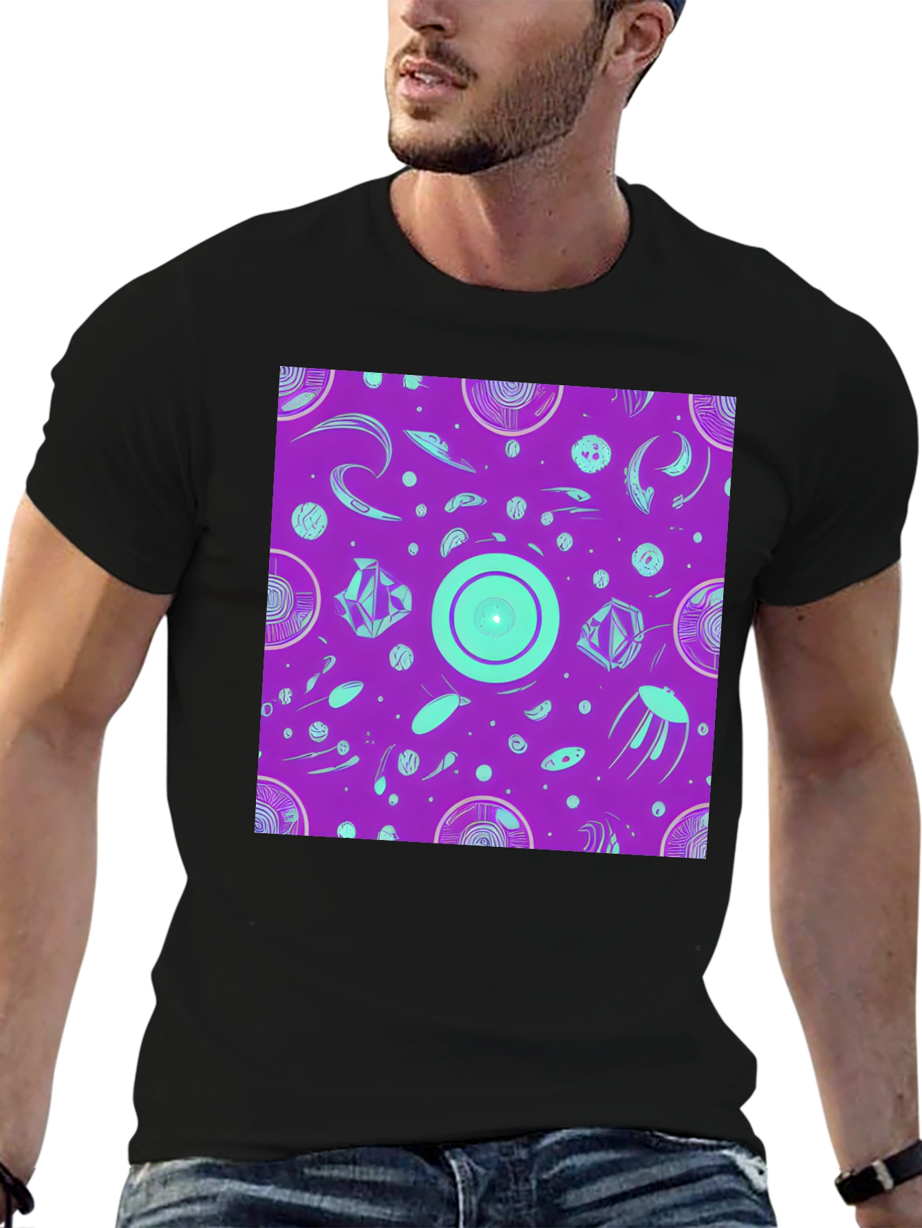 Retro Alien Vibes T-Shirt - Cosmic Purple Tee