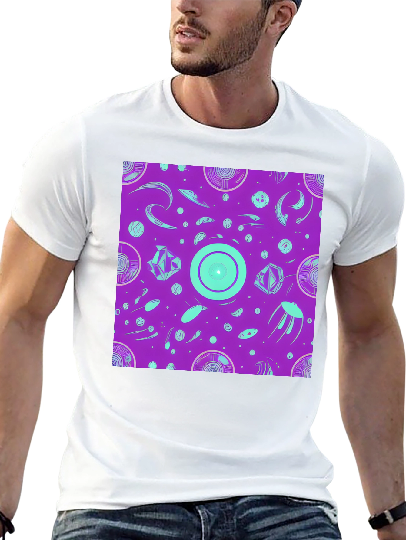 Retro Alien Vibes T-Shirt - Cosmic Purple Tee