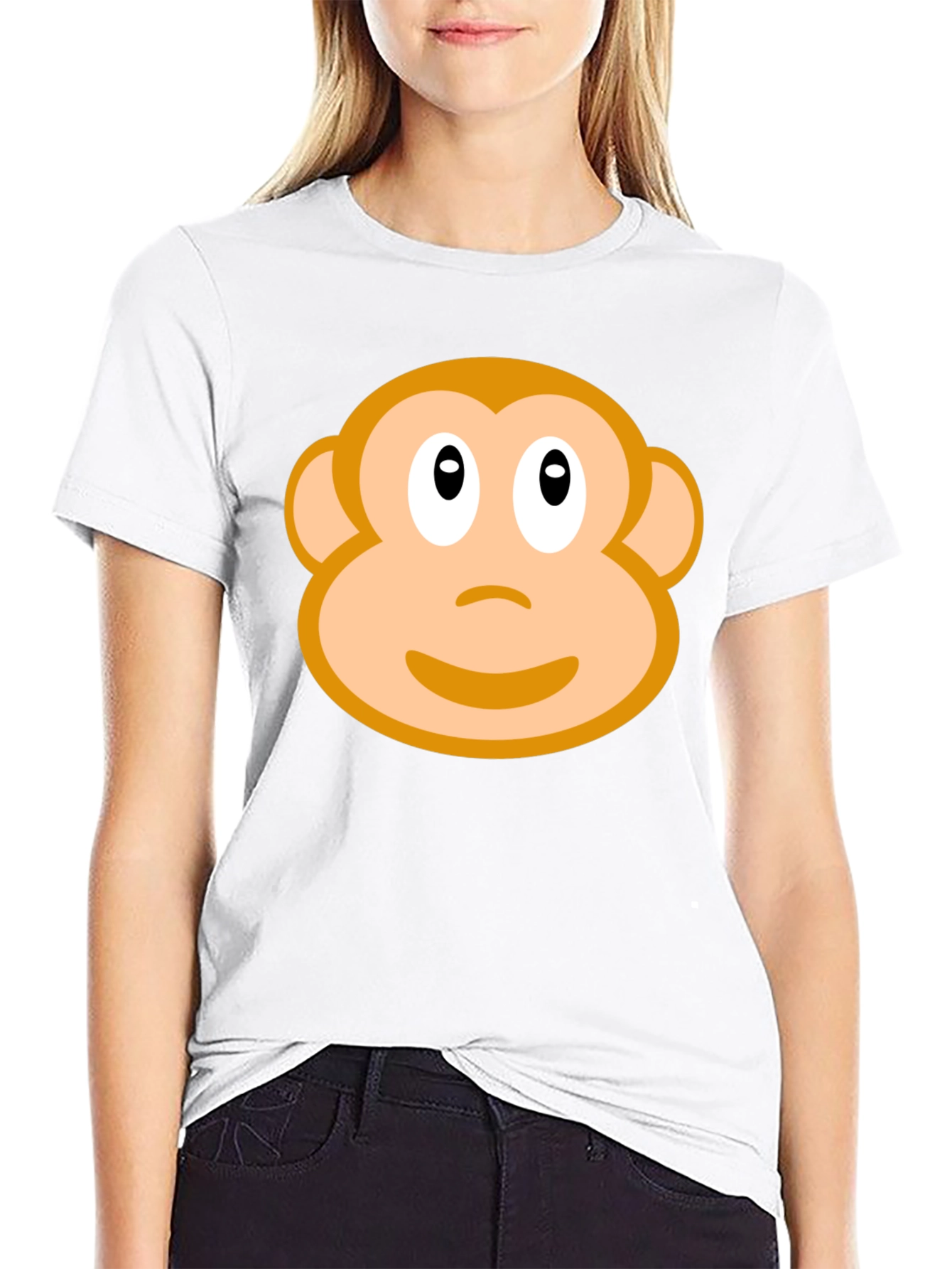 Monkey Face Graphic T-Shirt - Black Crew Neck