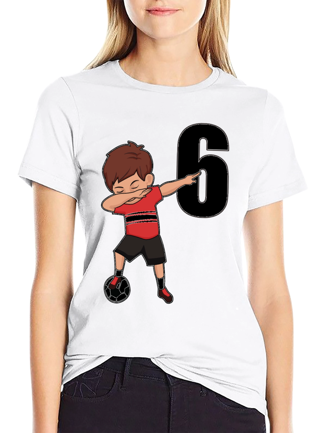Boys 6th Birthday Soccer Dab T-Shirt