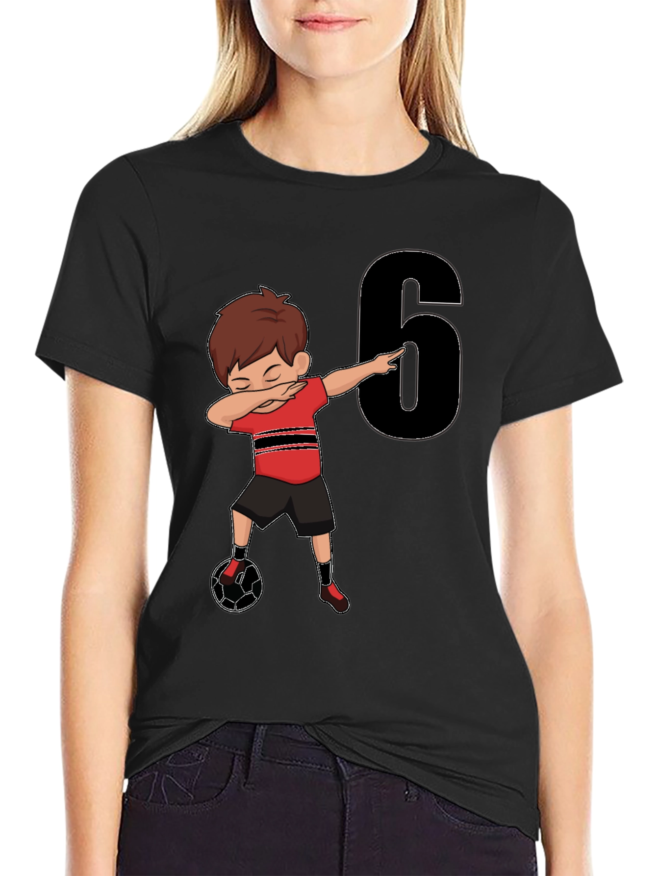 Boys 6th Birthday Soccer Dab T-Shirt