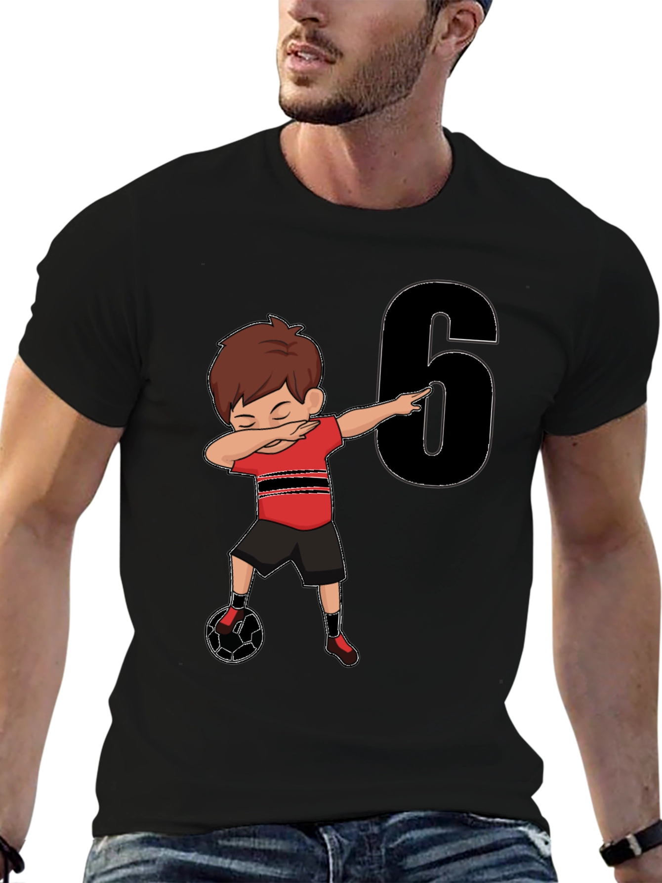 Boys 6th Birthday Soccer Dab T-Shirt