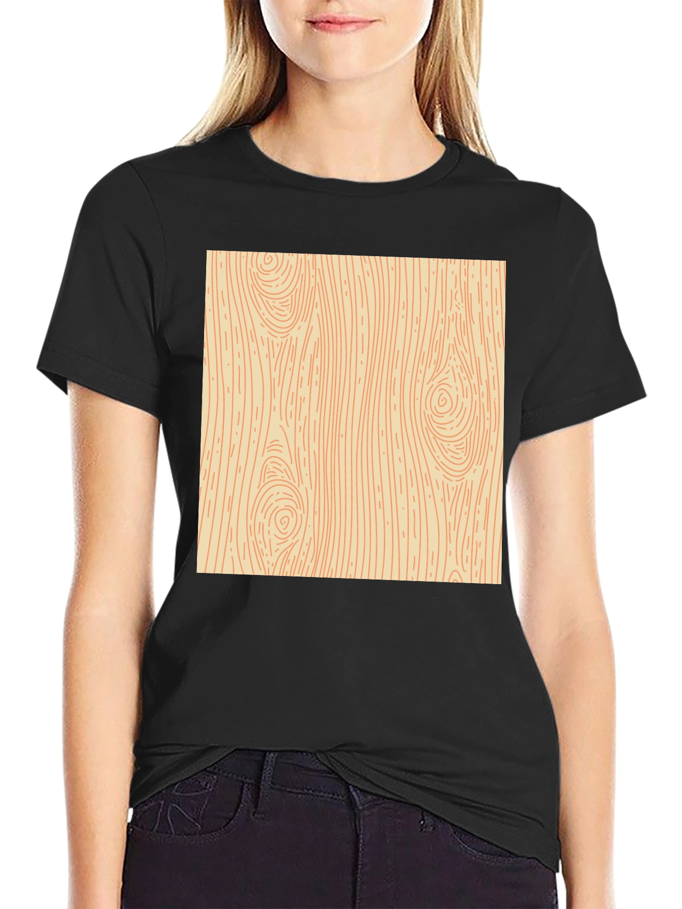 Wood Grain Graphic Tee - Novelty Print Shirt