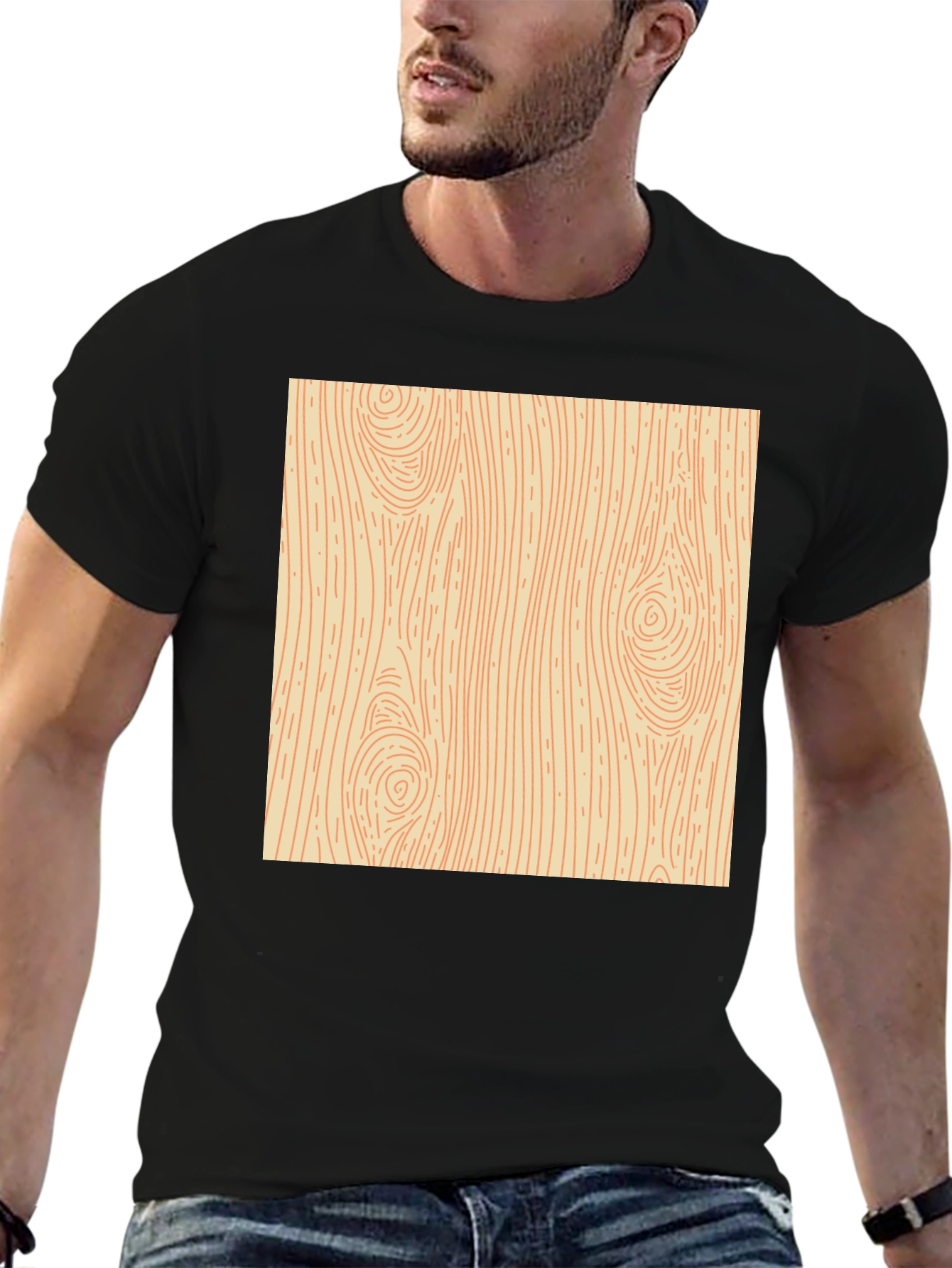 Wood Grain Graphic Tee - Novelty Print Shirt