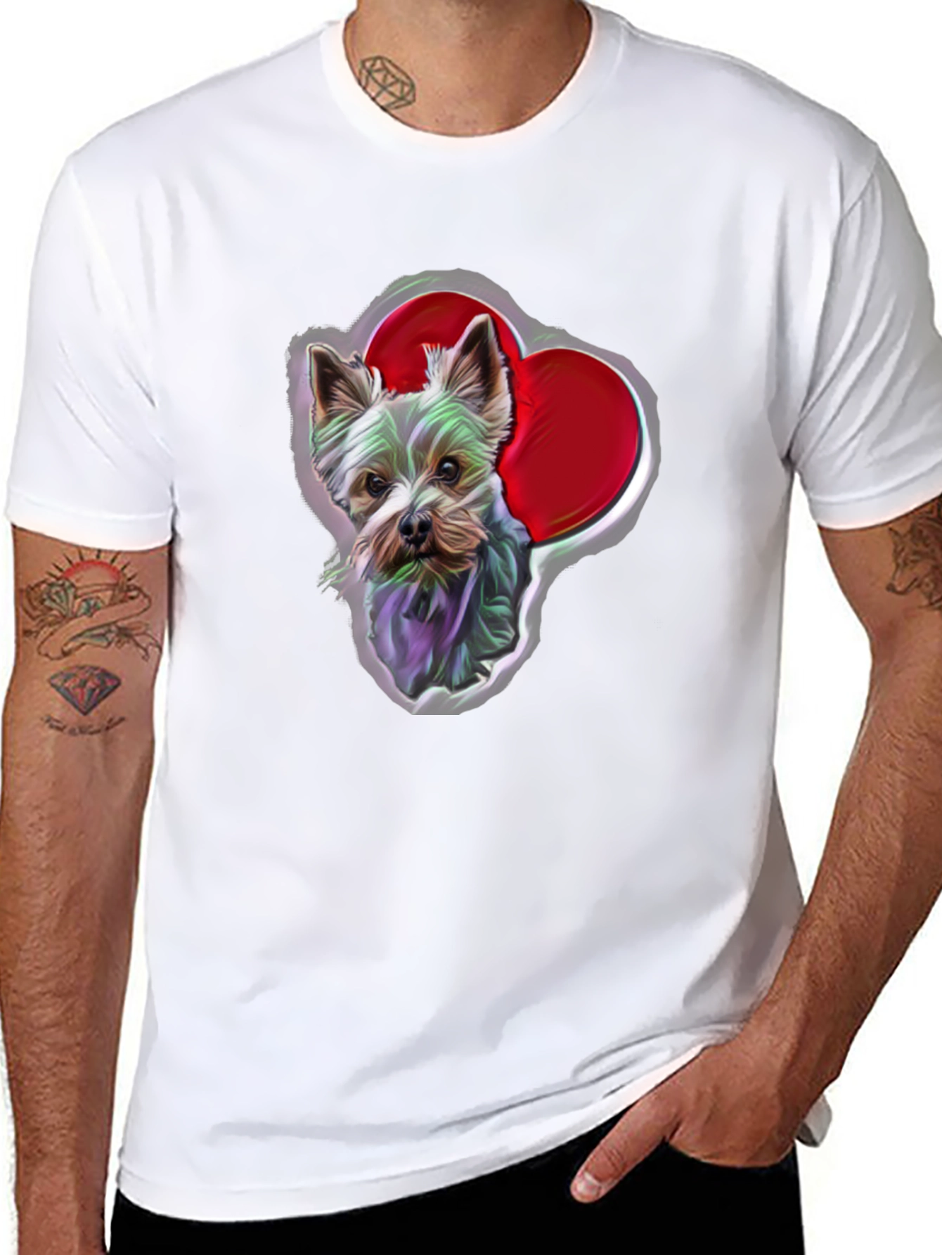 Dog Lover T-Shirt - Yorkshire Terrier with Hearts
