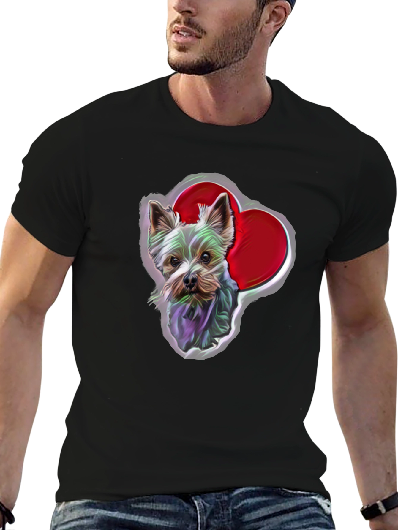 Dog Lover T-Shirt - Yorkshire Terrier with Hearts