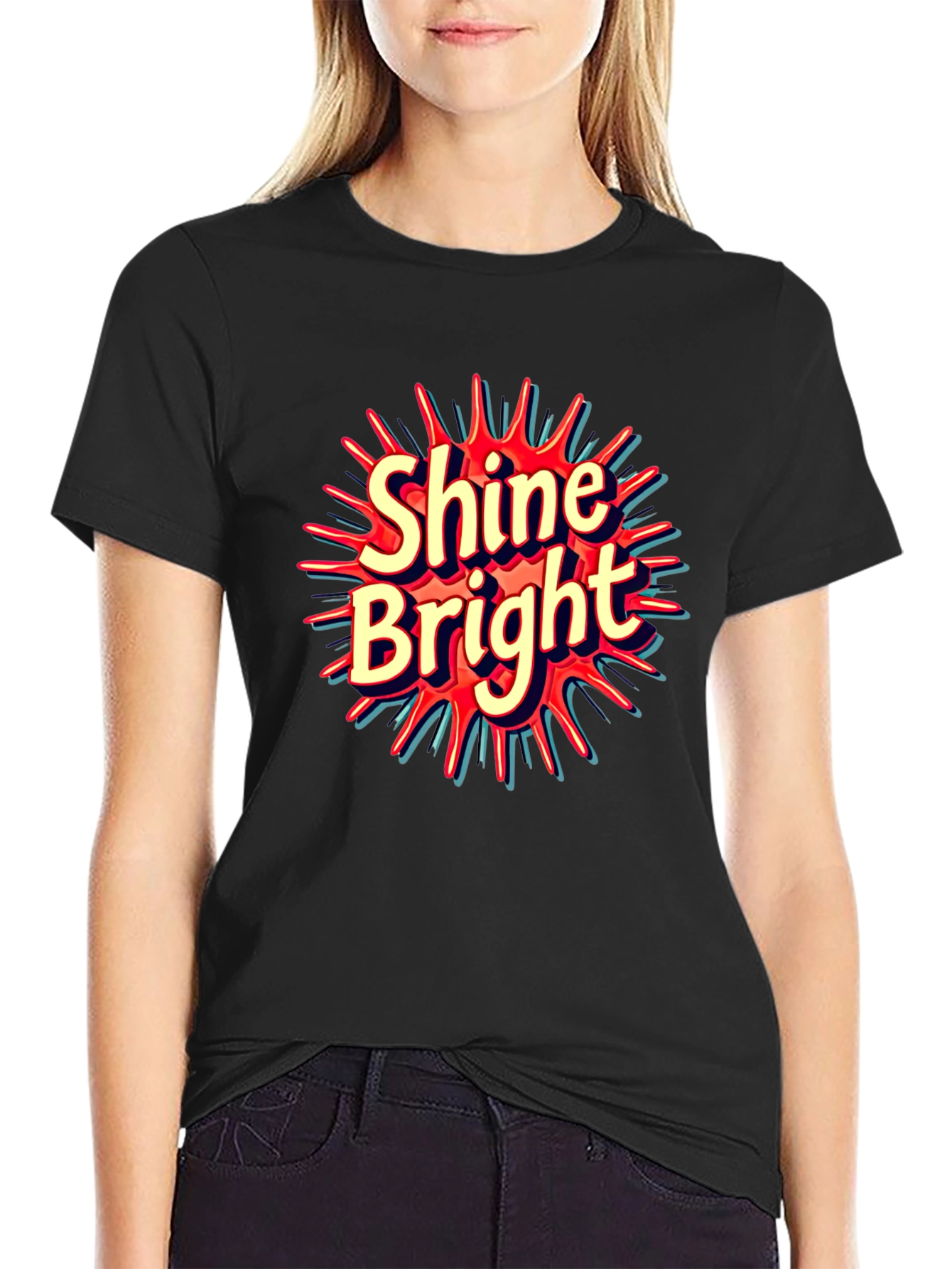 Shine Bright Graphic Tee - Trendy Black T-Shirt
