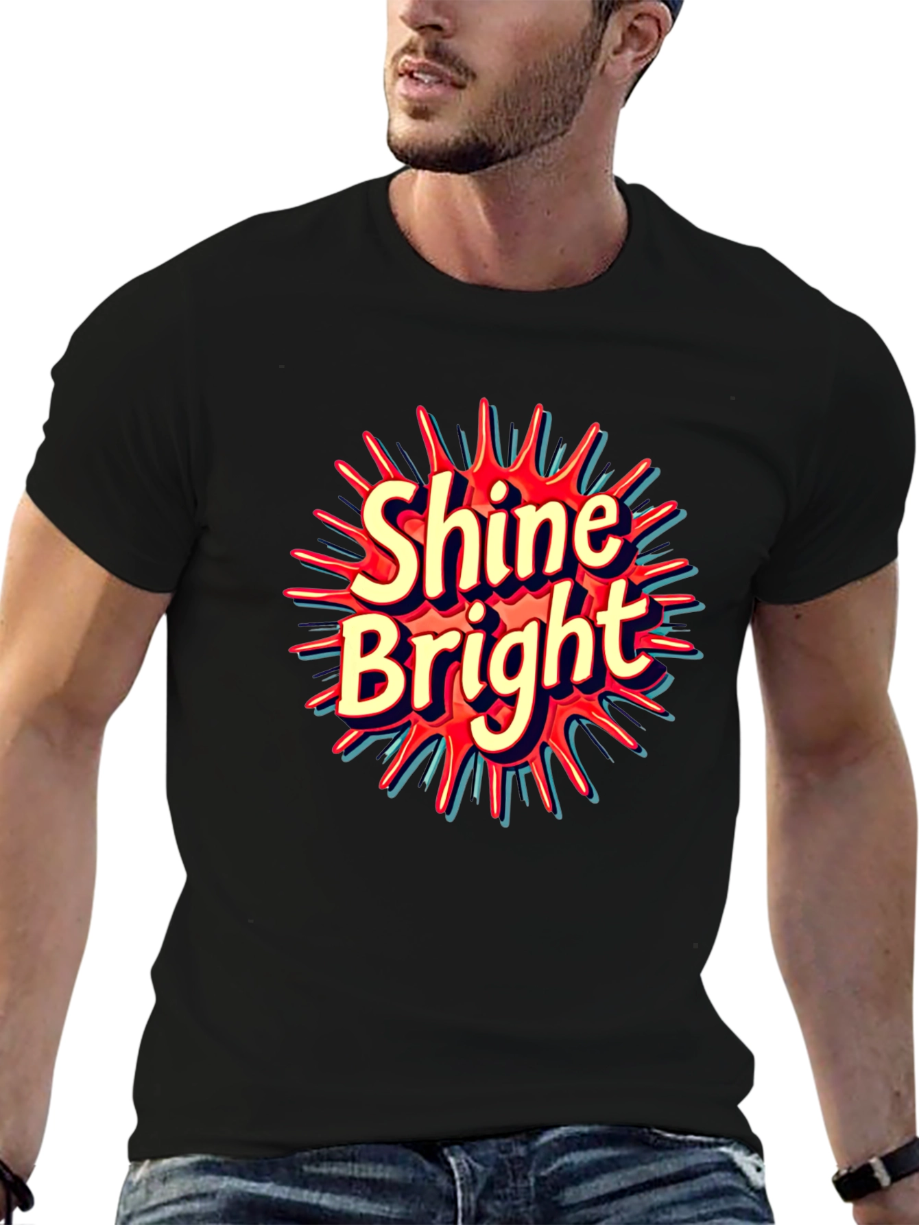 Shine Bright Graphic Tee - Trendy Black T-Shirt