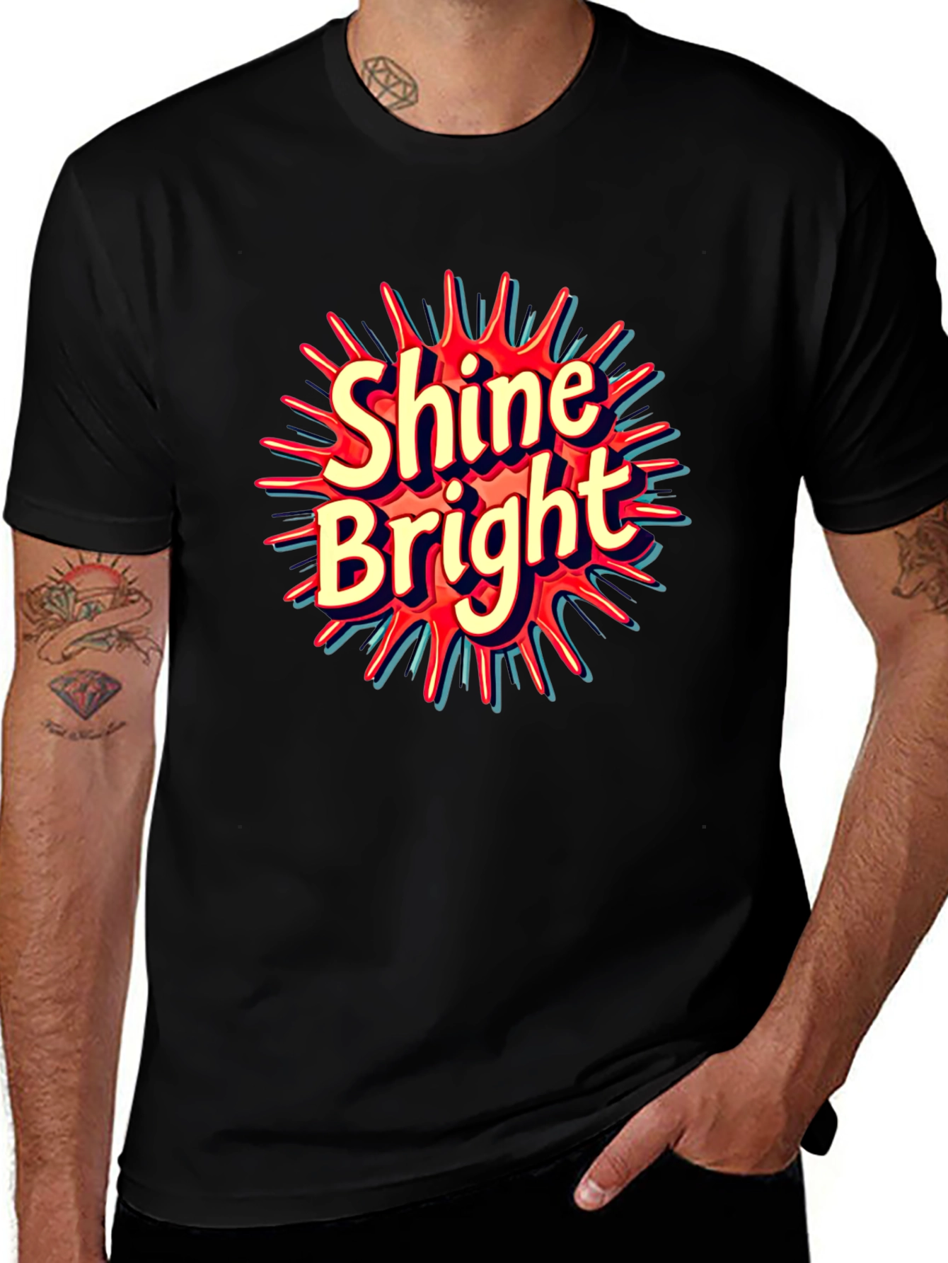 Shine Bright Graphic Tee - Trendy Black T-Shirt