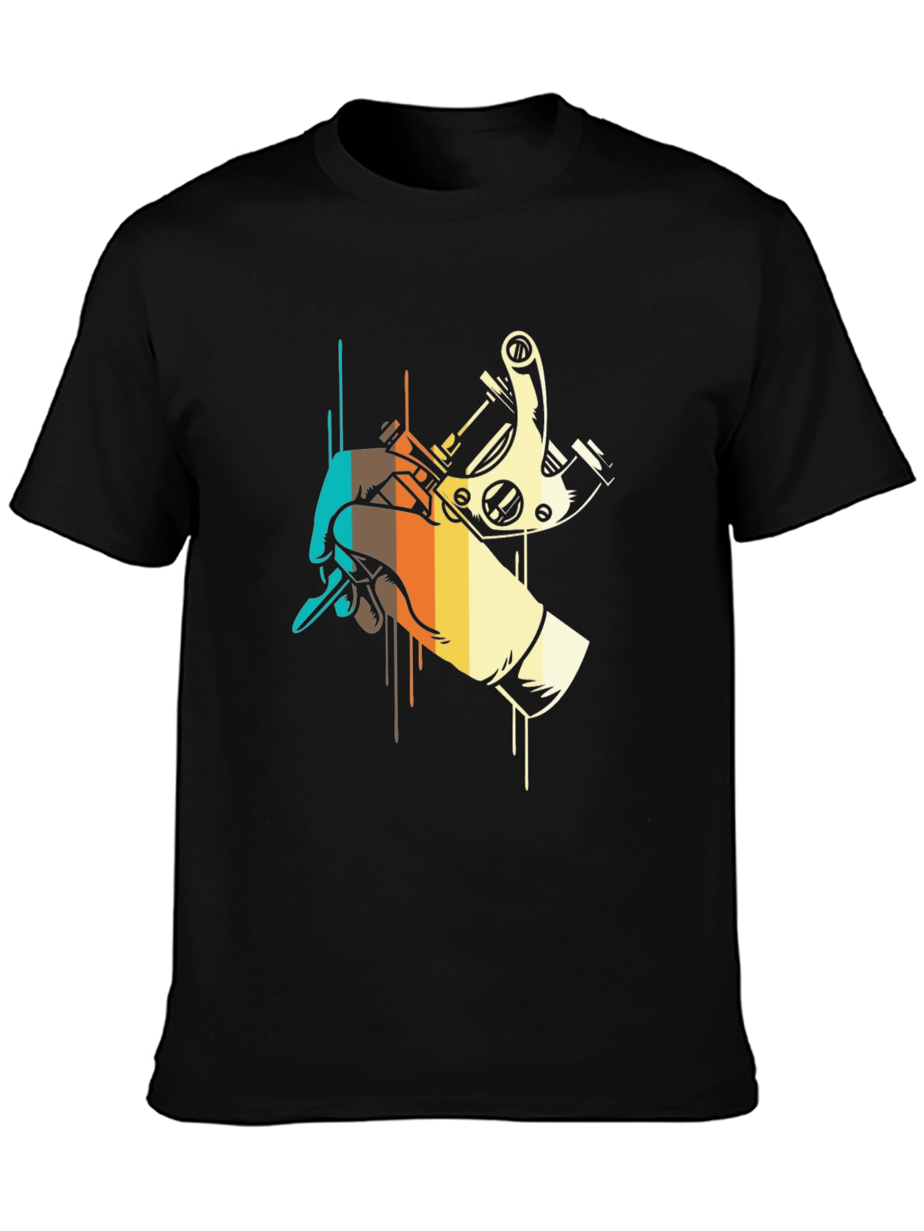 Tattoo Machine Graphic Tee - Retro Design Black T-Shirt