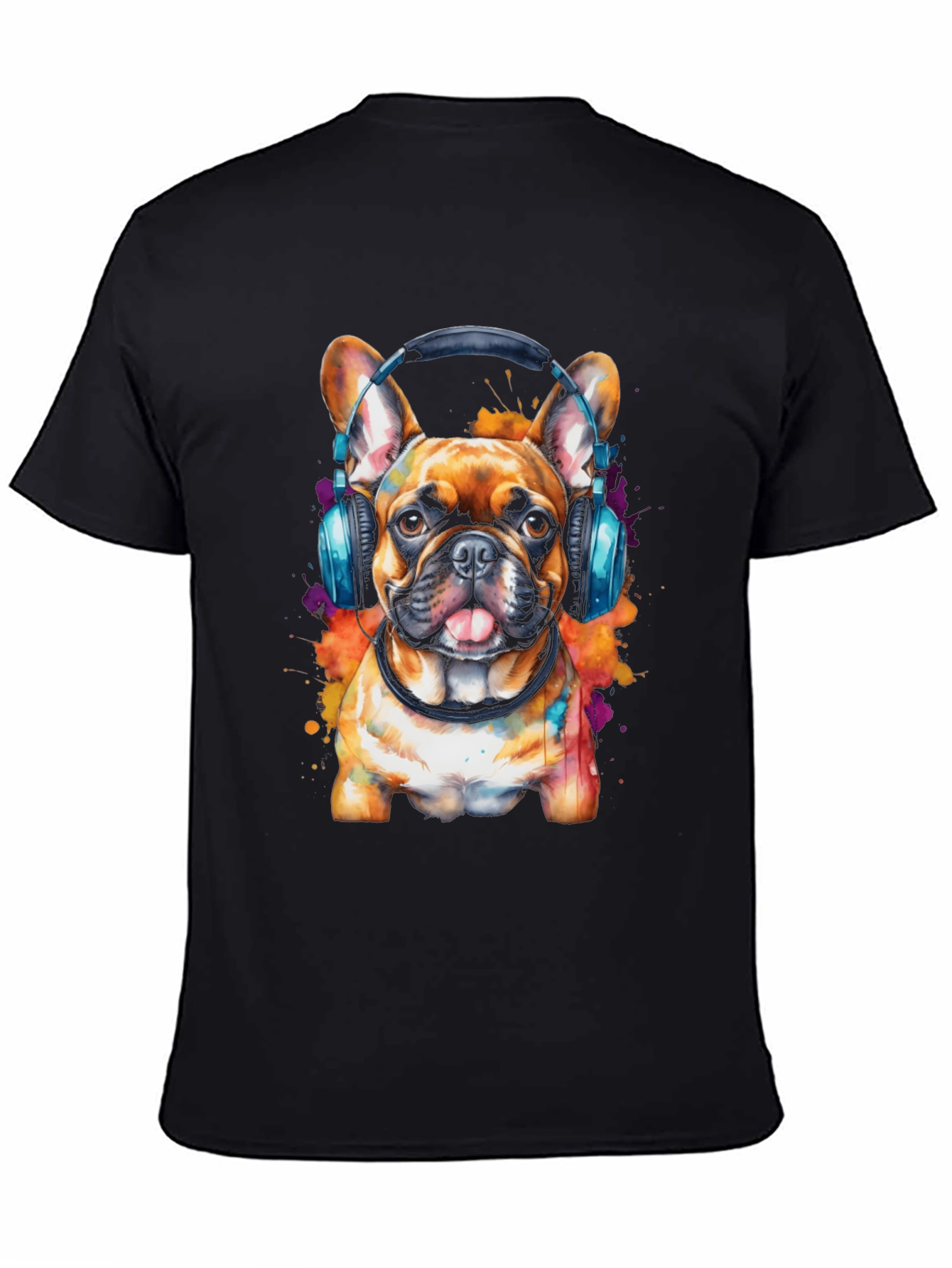 Dog Lover T-Shirt: Bulldog with Headphones