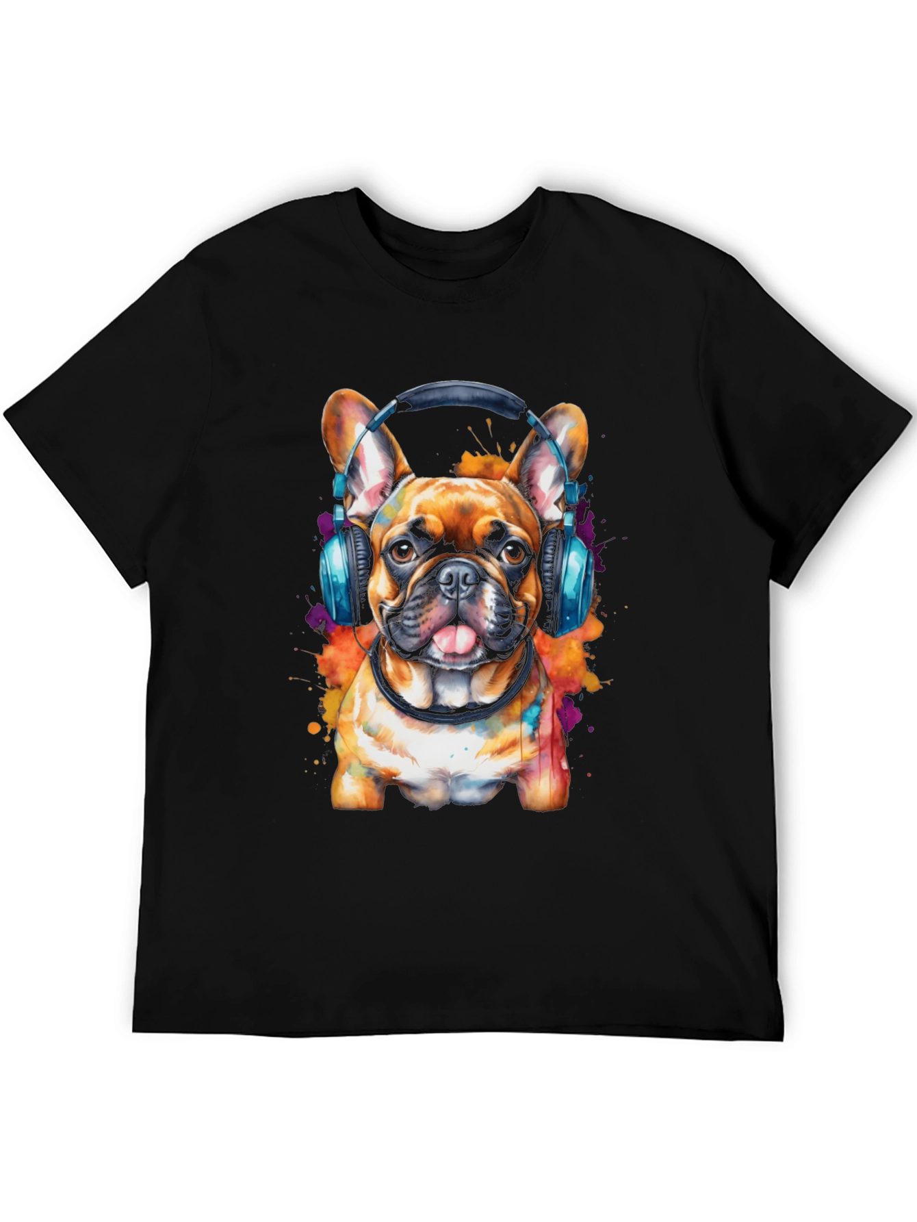 Dog Lover T-Shirt: Bulldog with Headphones