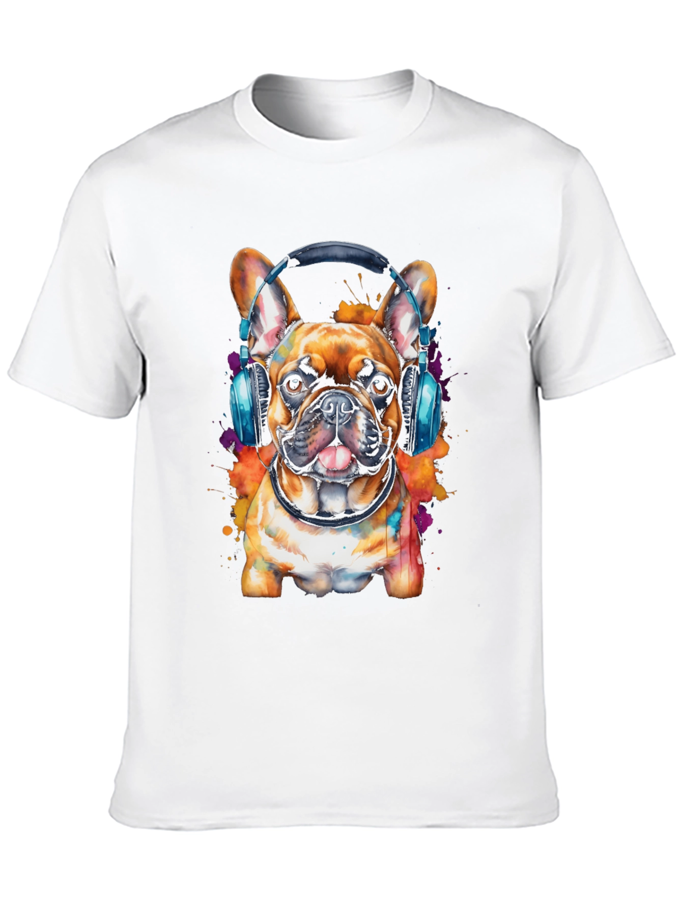 Dog Lover T-Shirt: Bulldog with Headphones