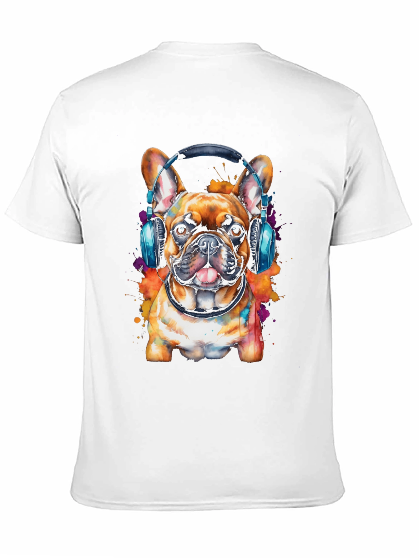 Dog Lover T-Shirt: Bulldog with Headphones