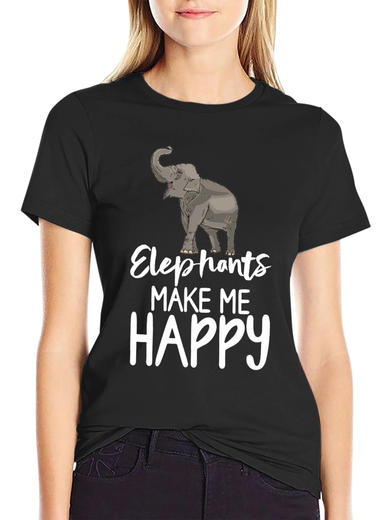 Elephants Make Me Happy Graphic T-Shirt