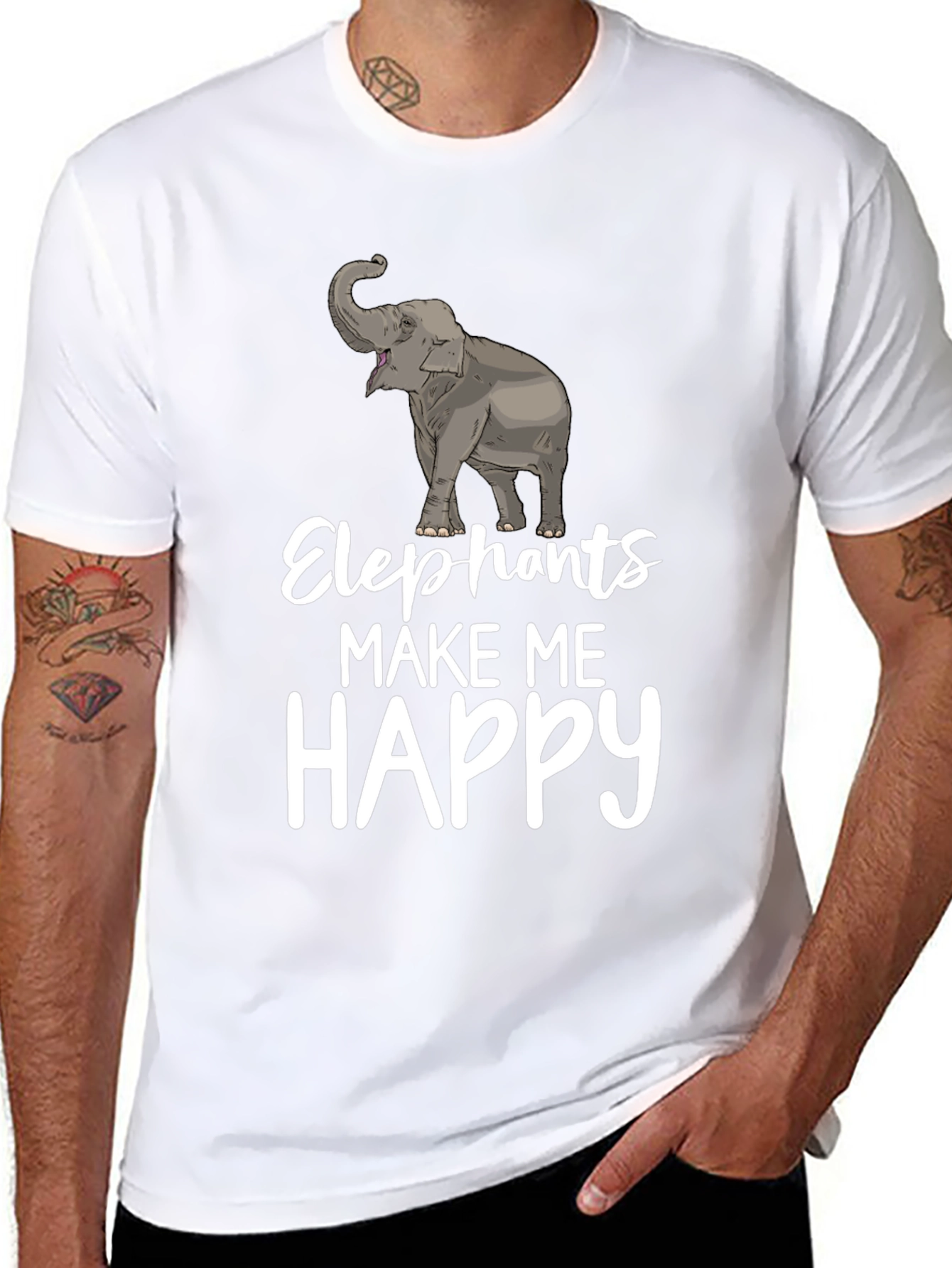 Elephants Make Me Happy Graphic T-Shirt