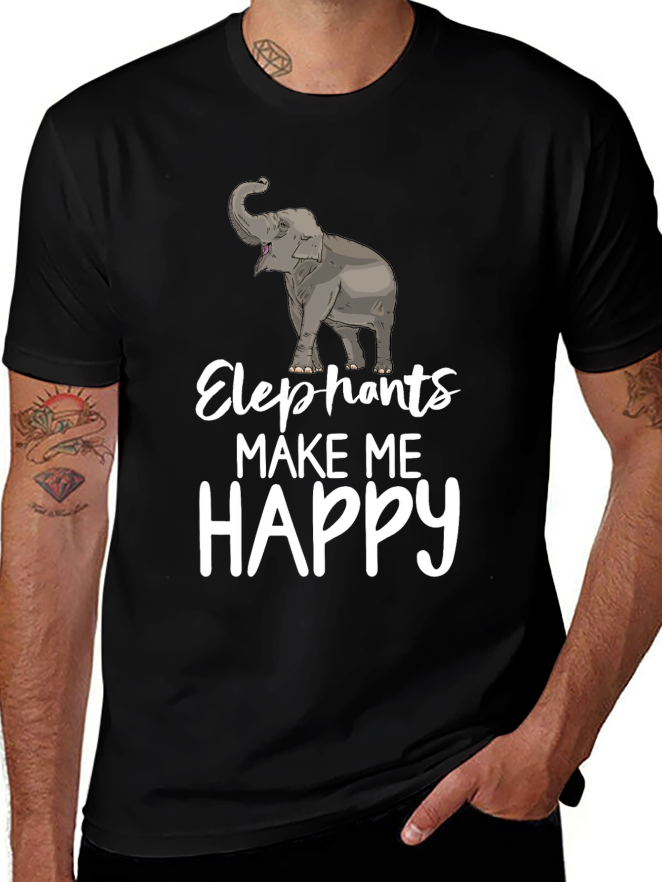 Elephants Make Me Happy Graphic T-Shirt