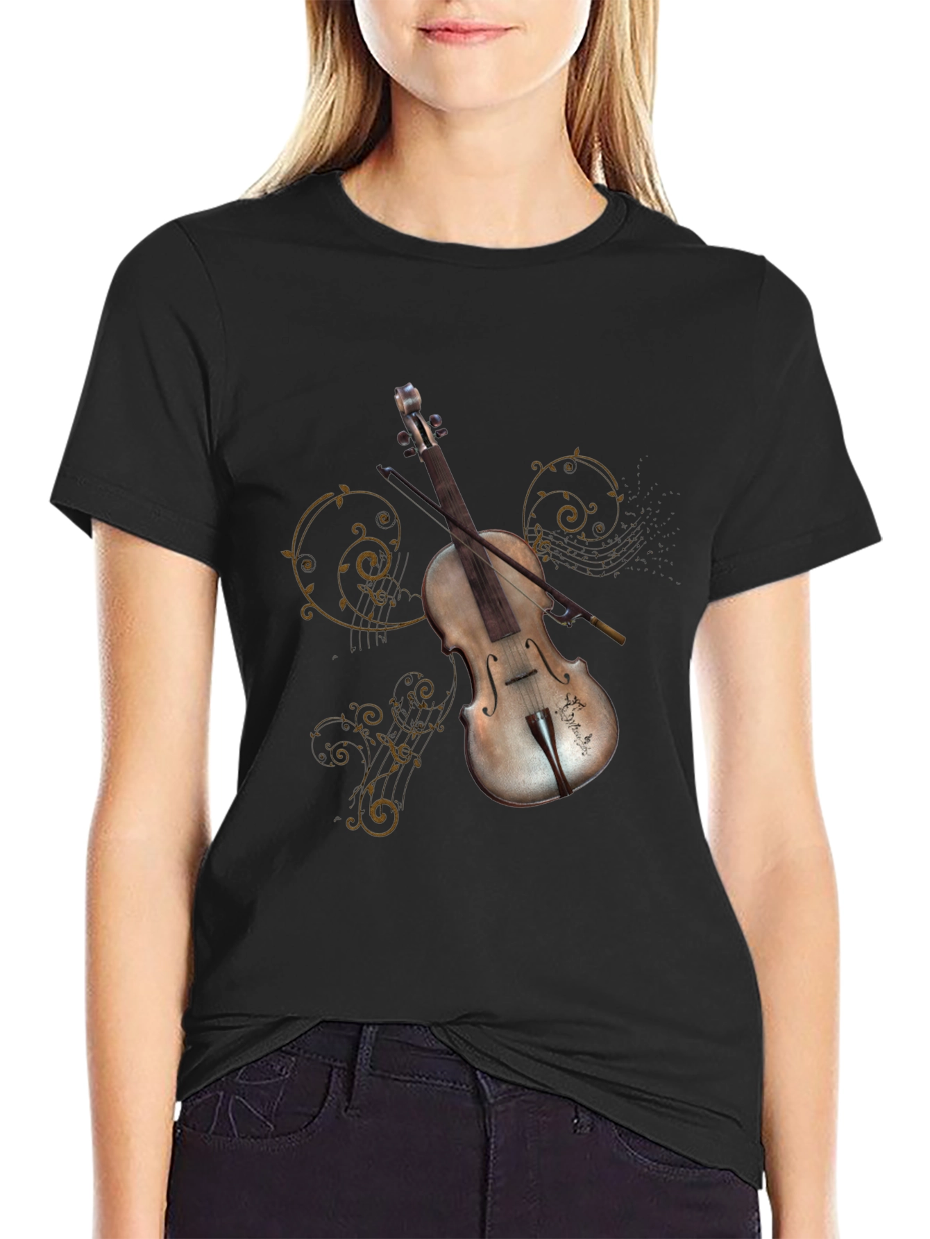 Violin Graphic Tee - Music Lovers T-Shirt