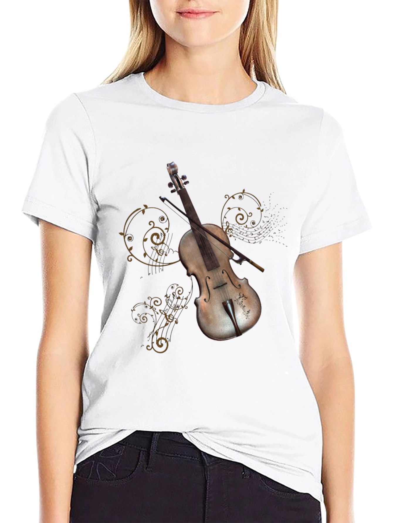 Violin Graphic Tee - Music Lovers T-Shirt