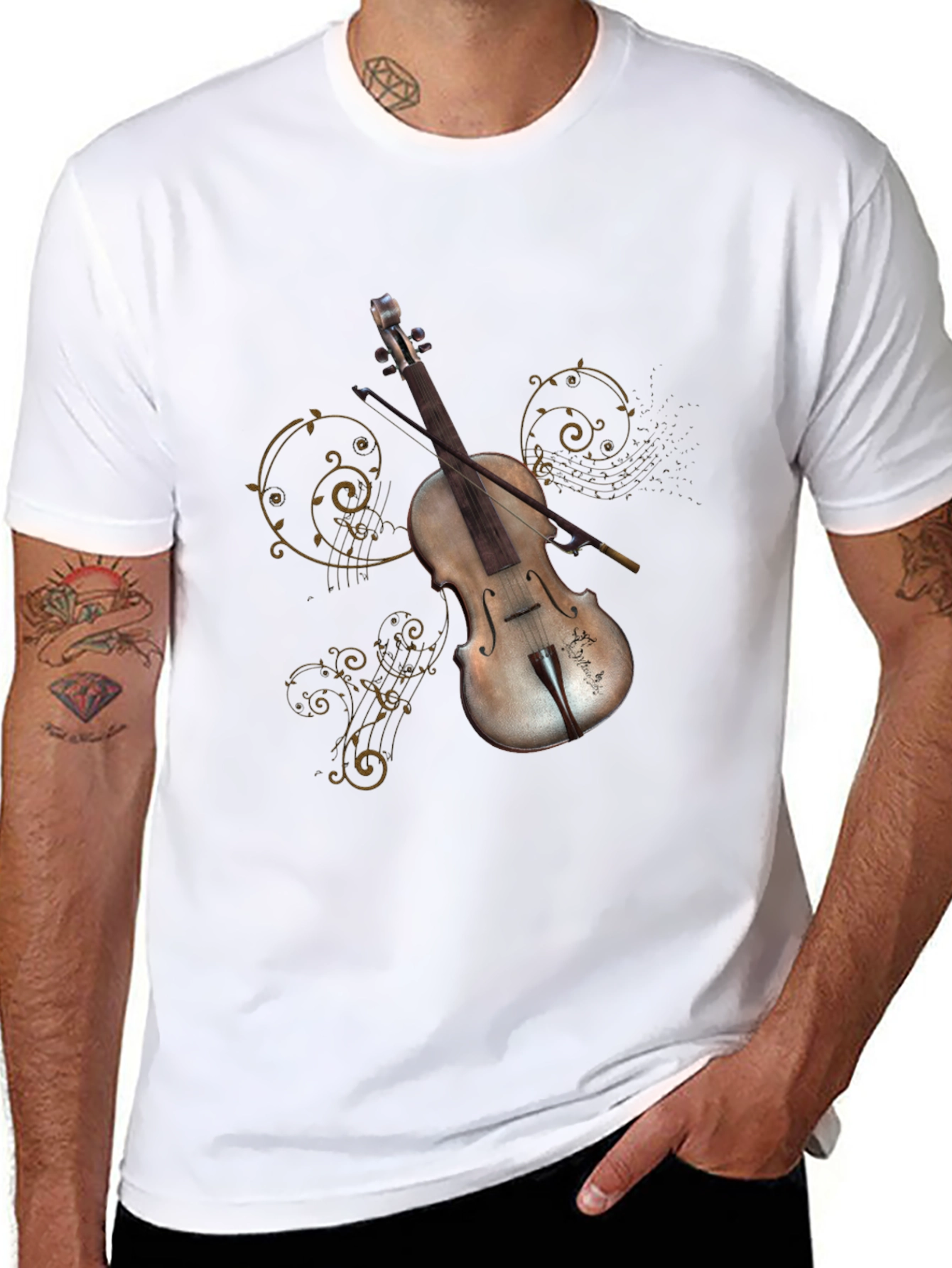 Violin Graphic Tee - Music Lovers T-Shirt