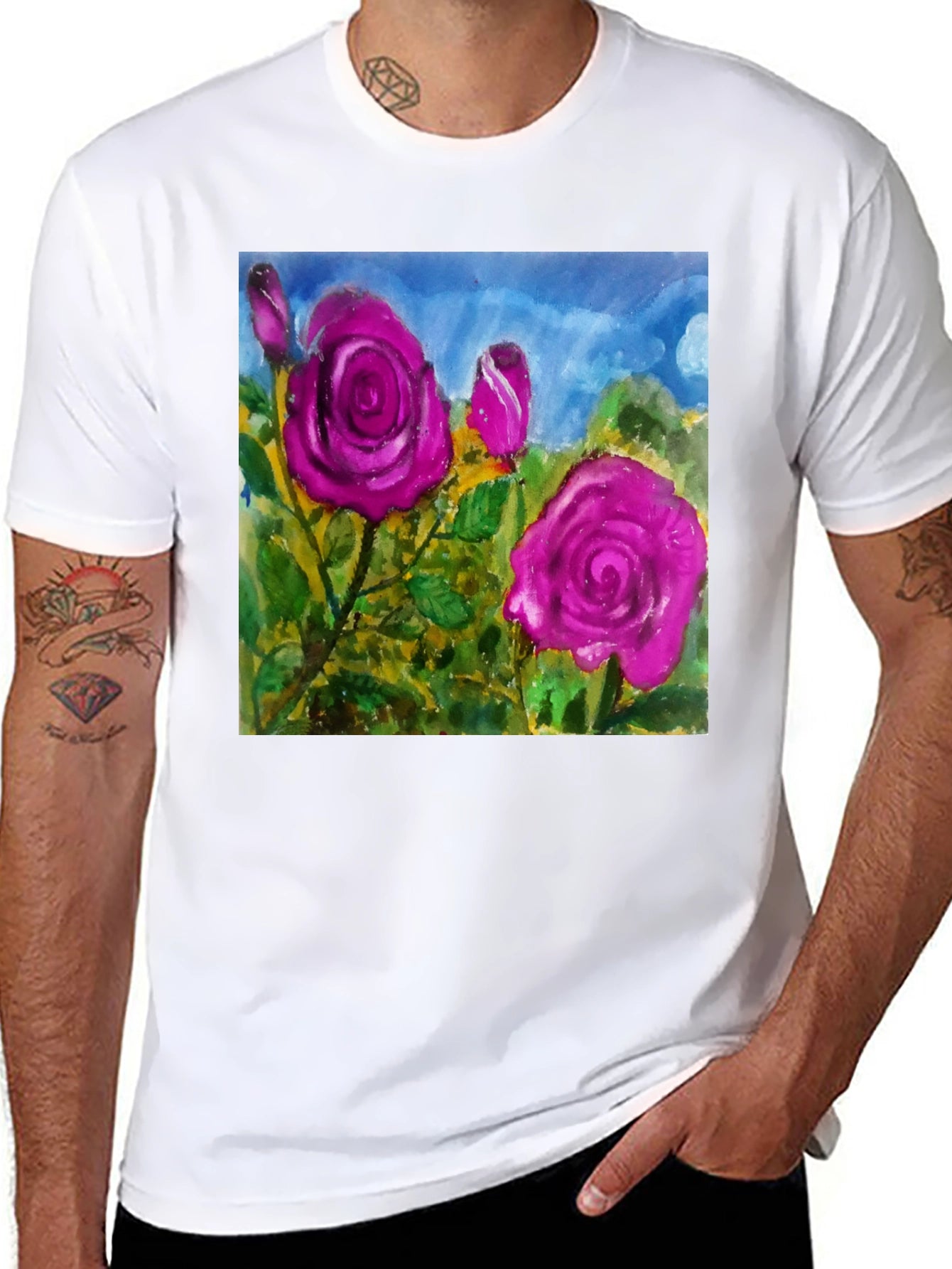 Floral Rose T-Shirt - Artistic Graphic Tee