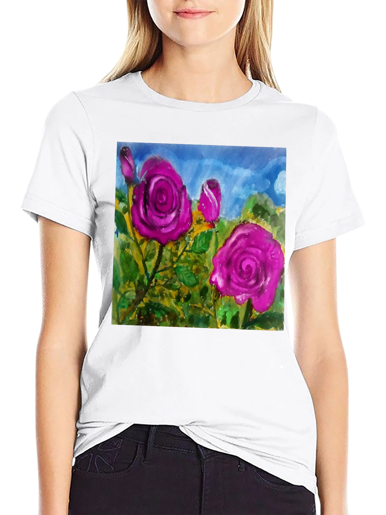 Floral Rose T-Shirt - Artistic Graphic Tee